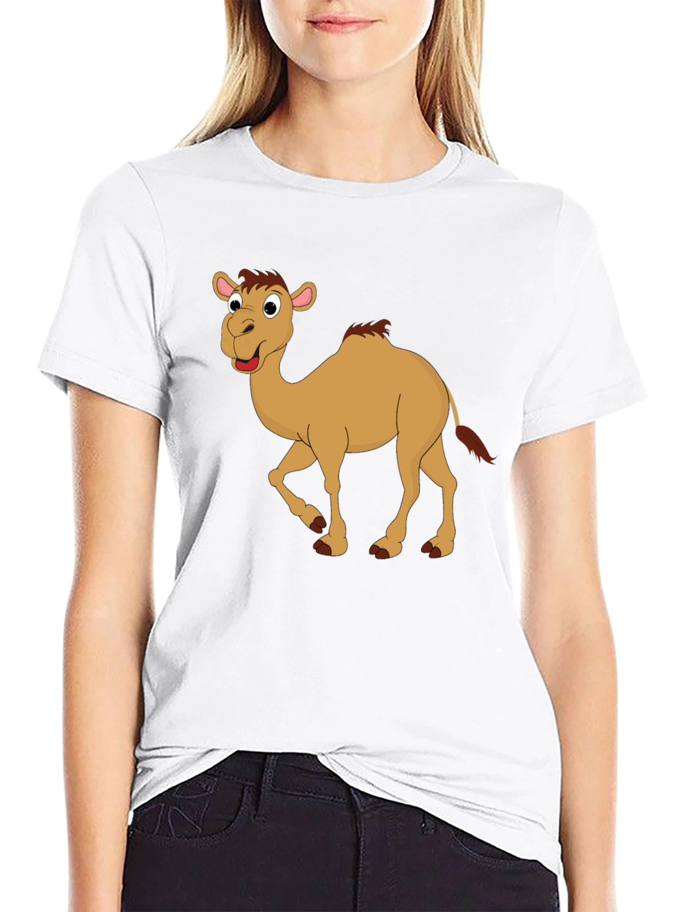 Black Camel Cartoon Black T-Shirt view 9
