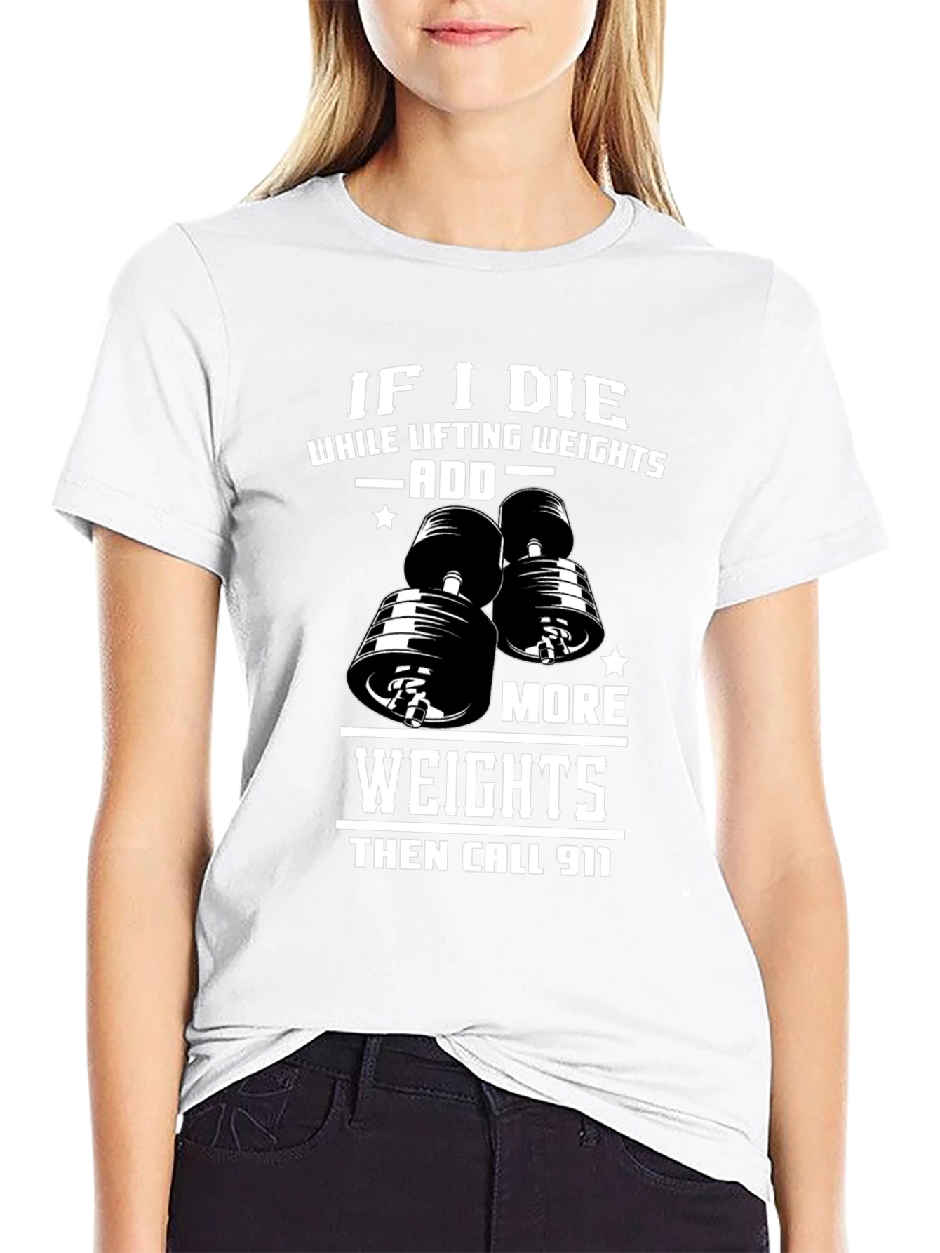 Black Weight Lifting Humor T-Shirt: Add More Weights view 9