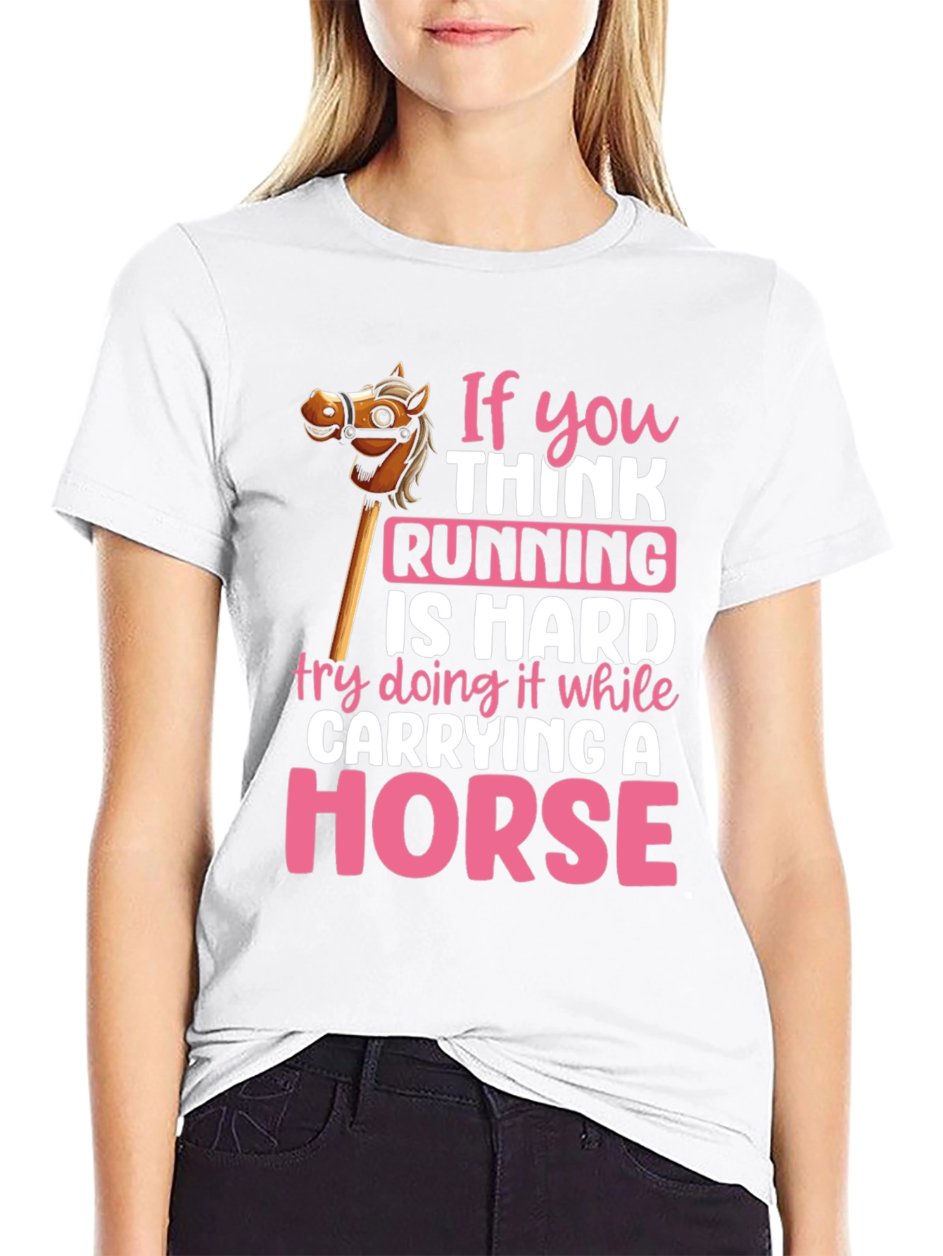 Black Running Is Hard Horse T-Shirt view 9