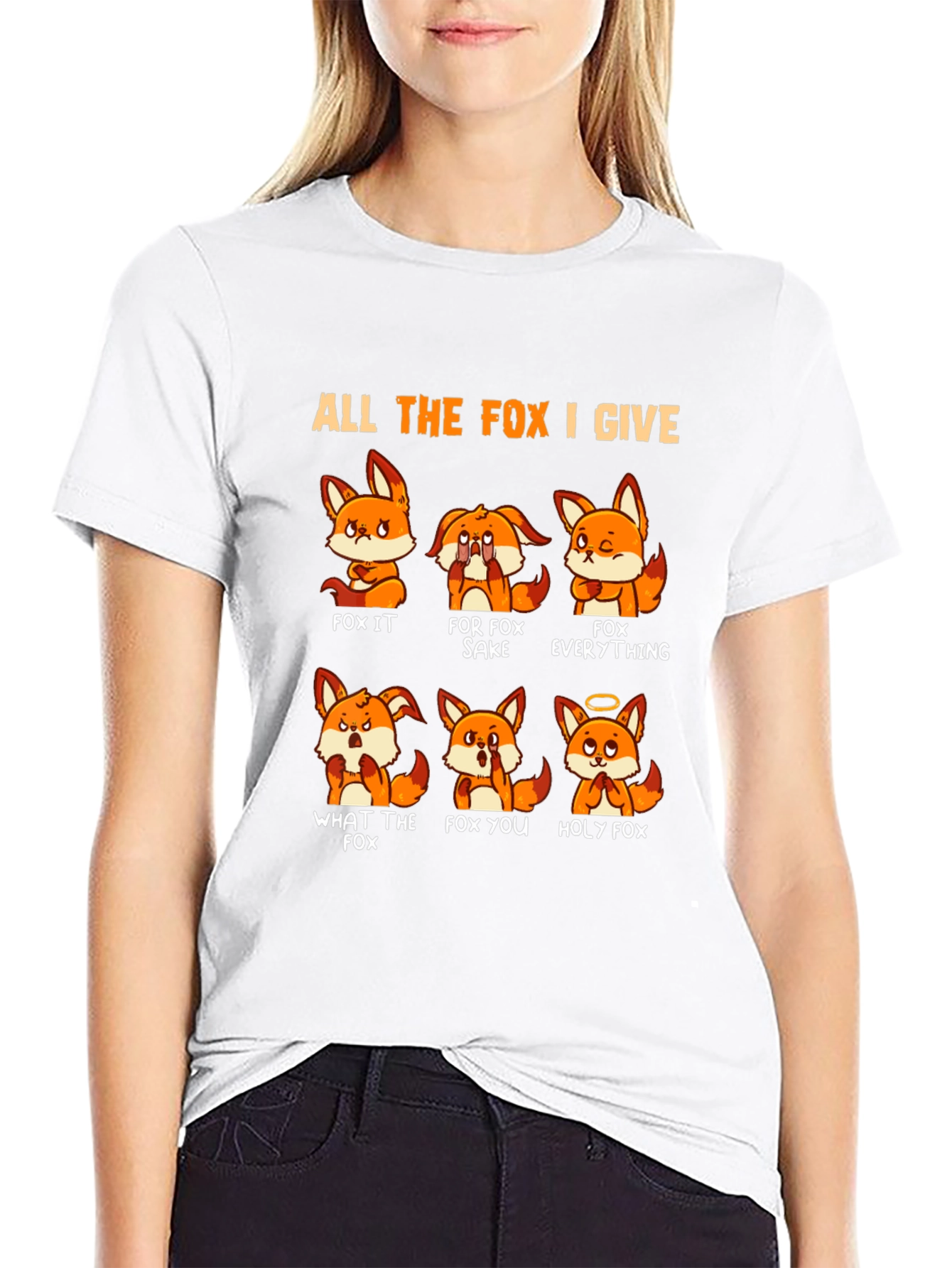 Black All the Fox I Give T-Shirt view 9