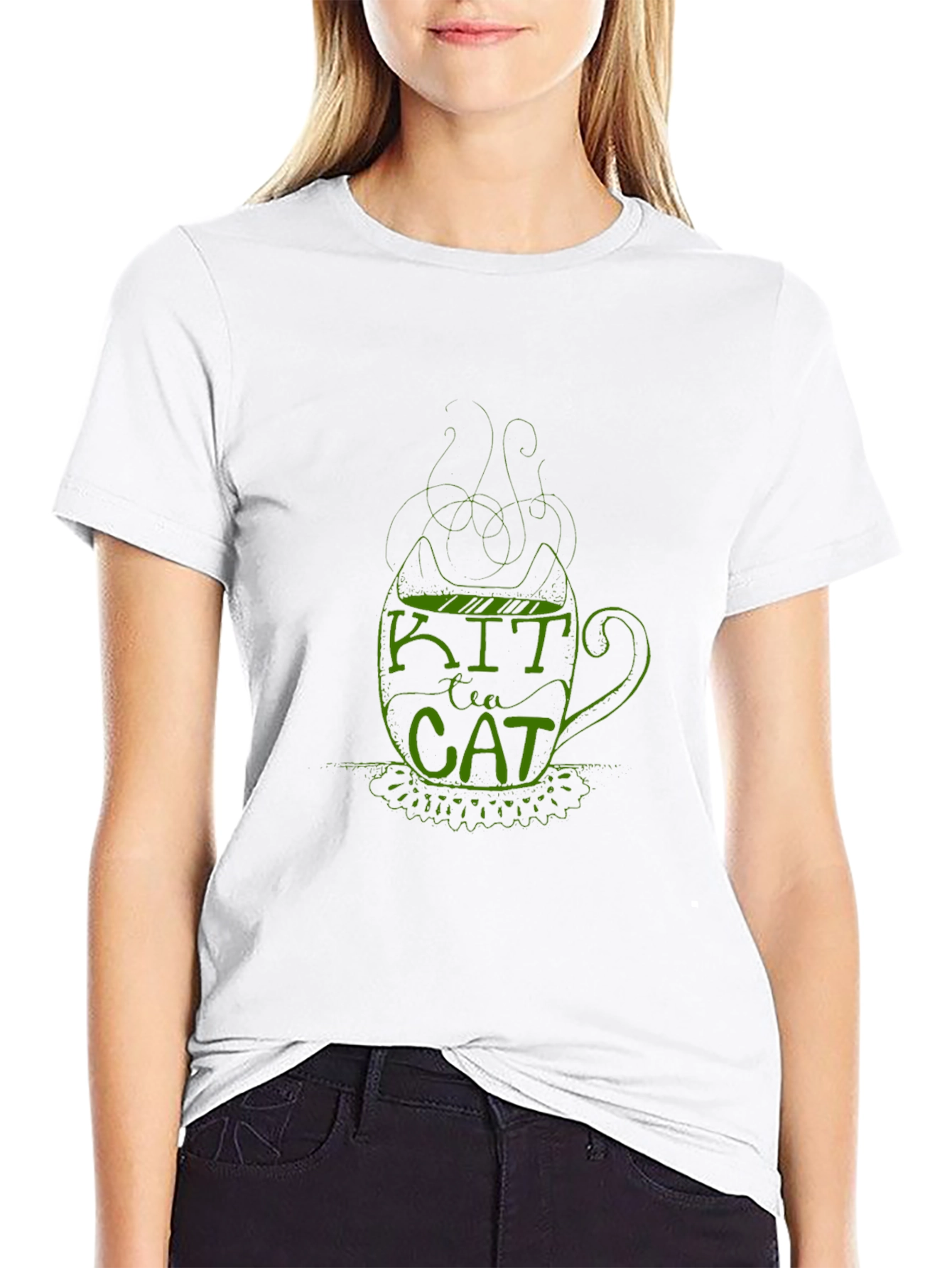 Black Kit Tea Cat T-Shirt - Funny Cat Lover Tee view 9