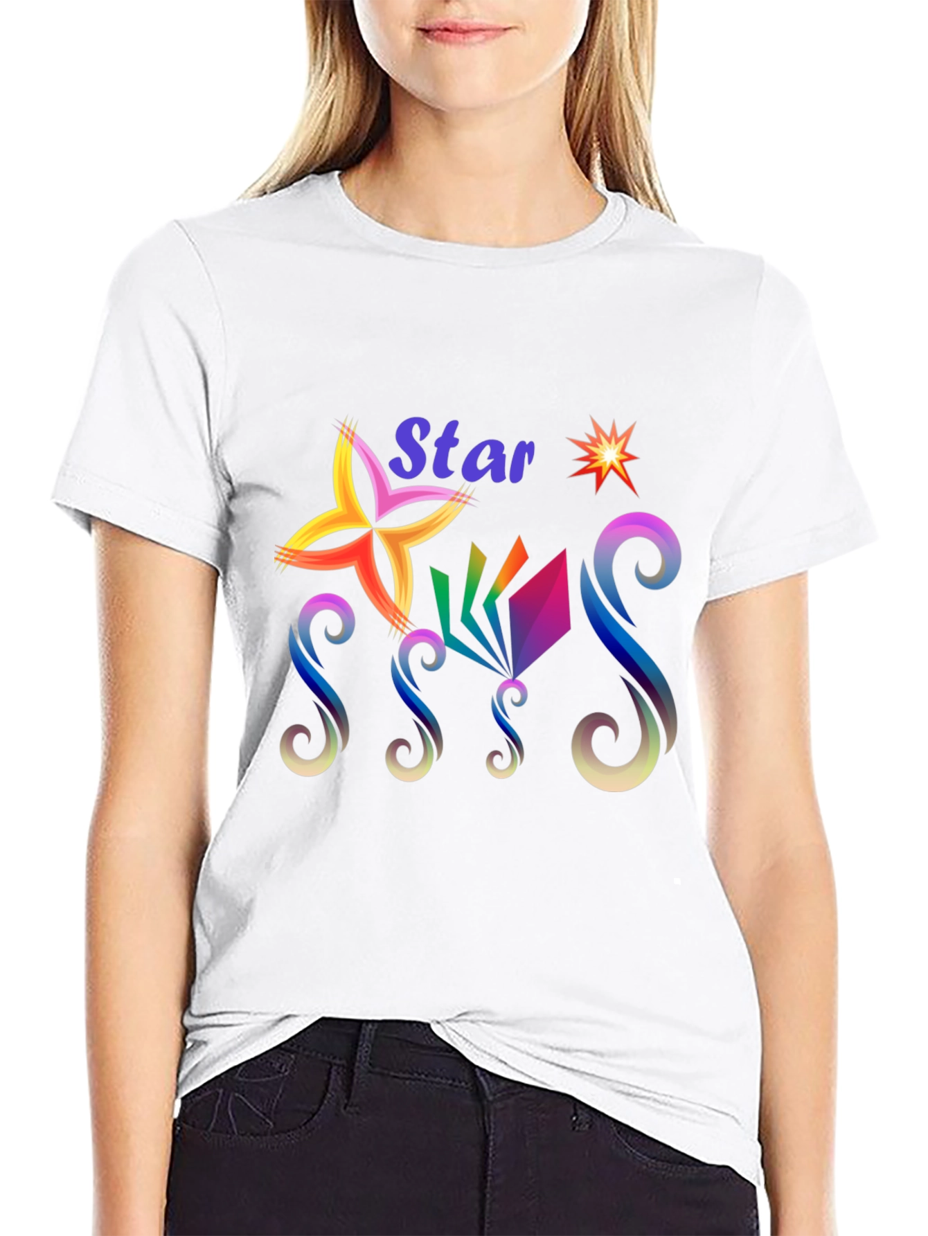 Black Star Graphic Print Black T-Shirt view 9