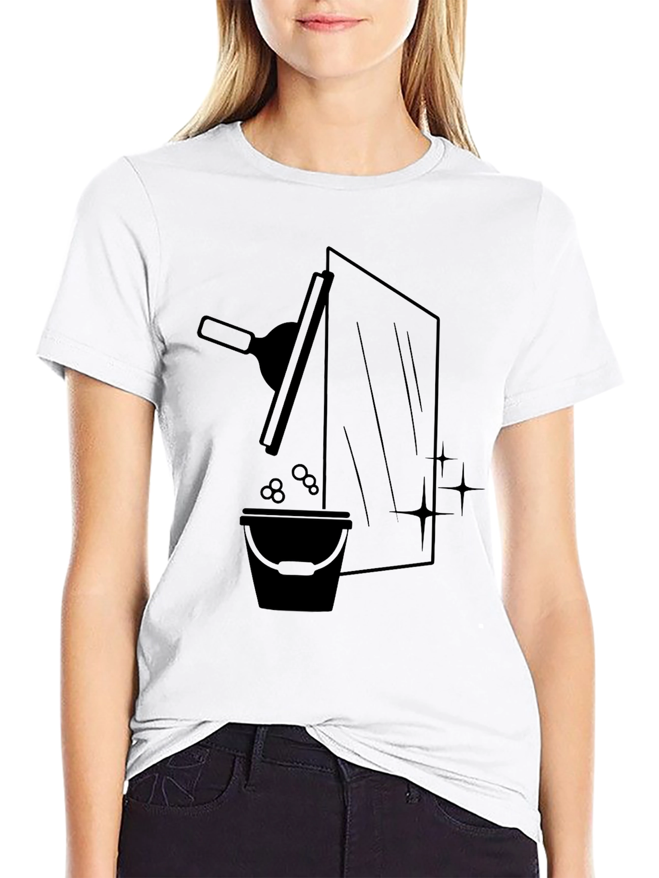 Black Window Washer Graphic Tee - Black Crew Neck T-Shirt view 9