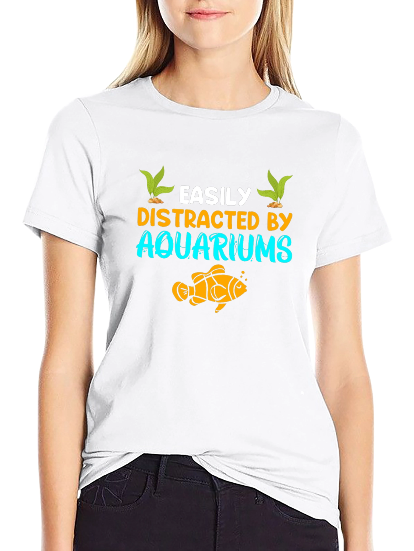 Black Easily Distracted by Aquariums Graphic T-Shirt view 9