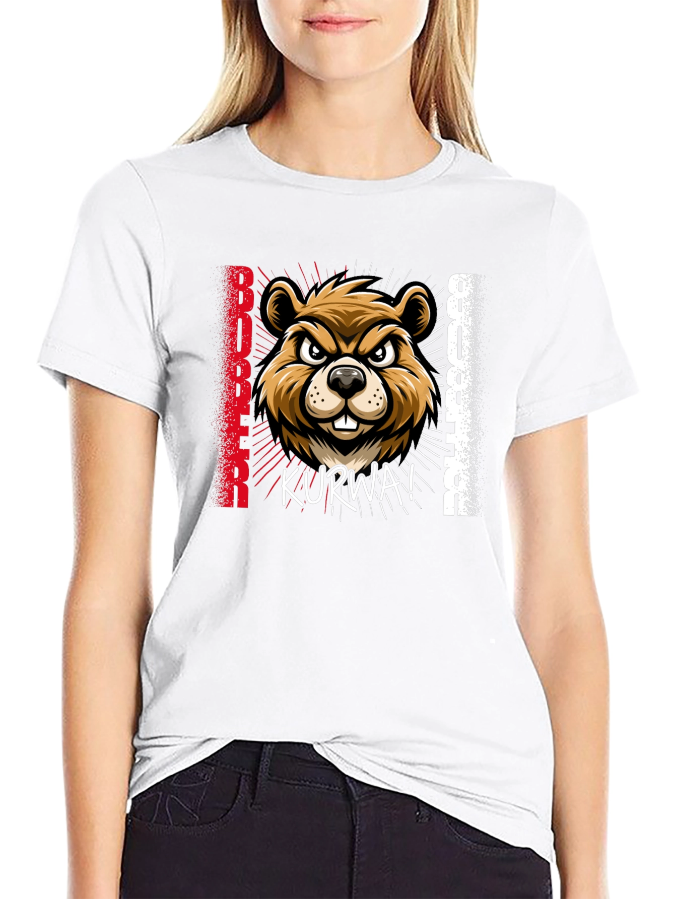 Black Bóbr Kurwa! Beaver T-Shirt - Funny Polish Pride view 9