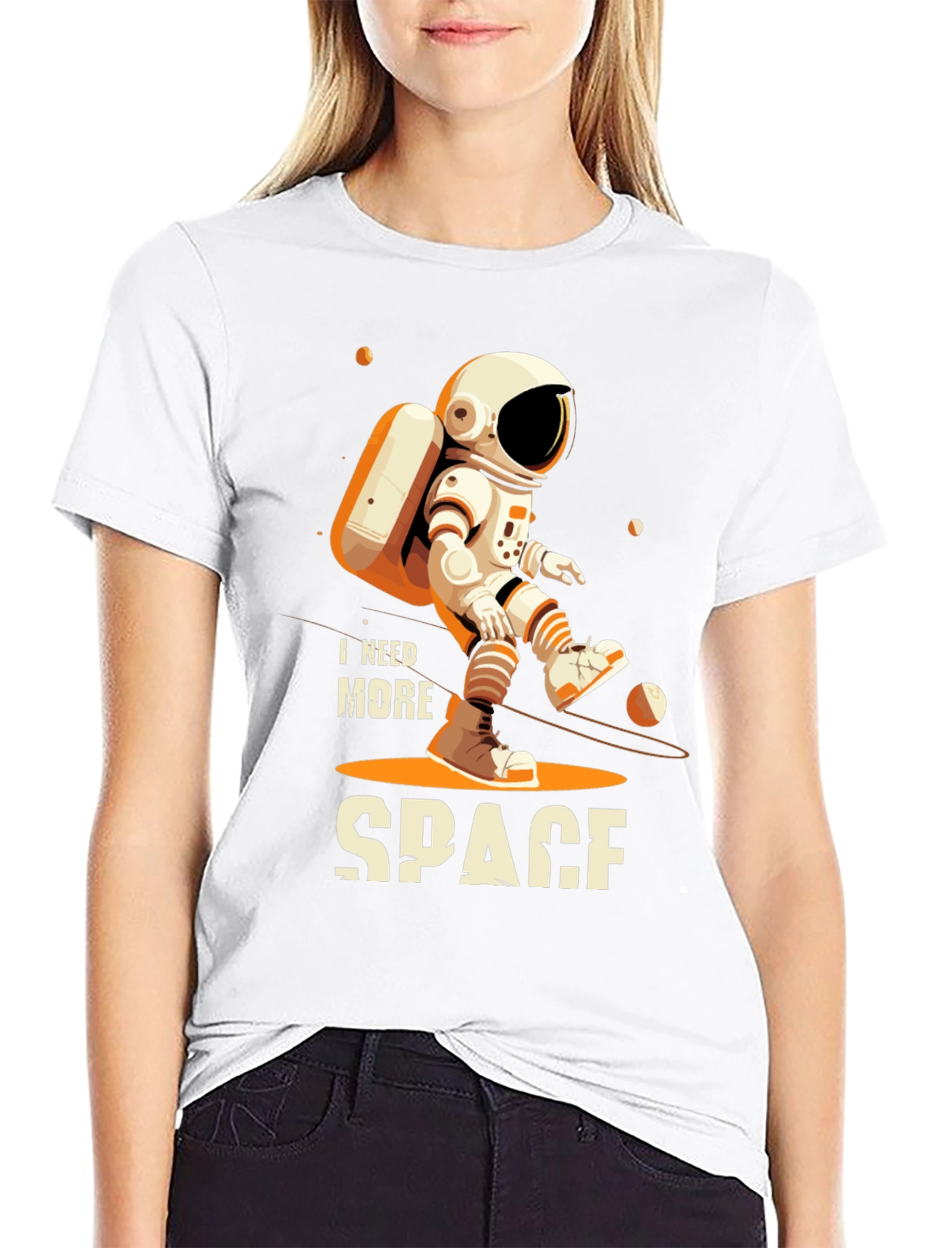 Black I Need More Space Astronaut Graphic T-Shirt view 9