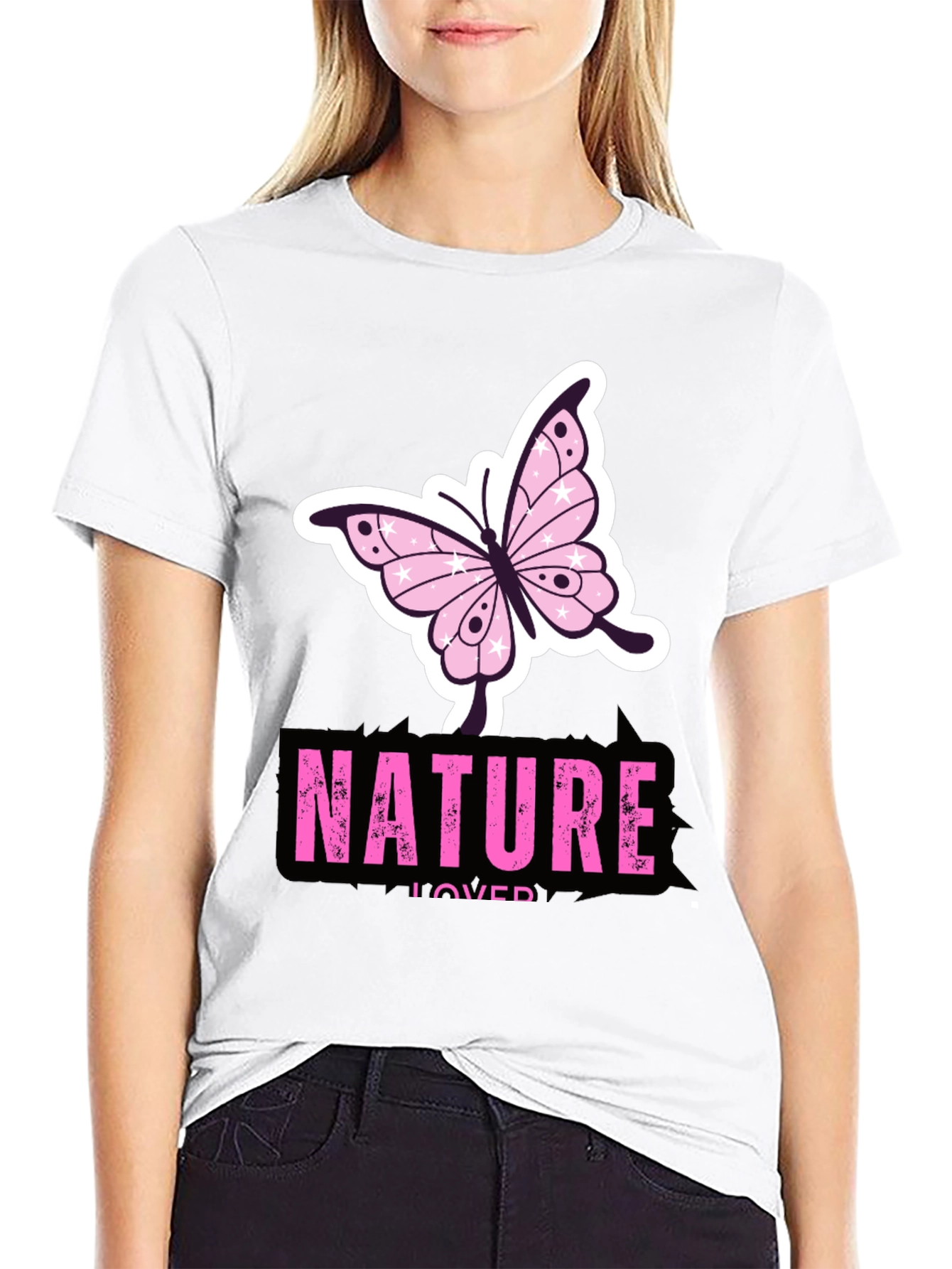Black Nature Lover Butterfly Graphic T-Shirt view 9