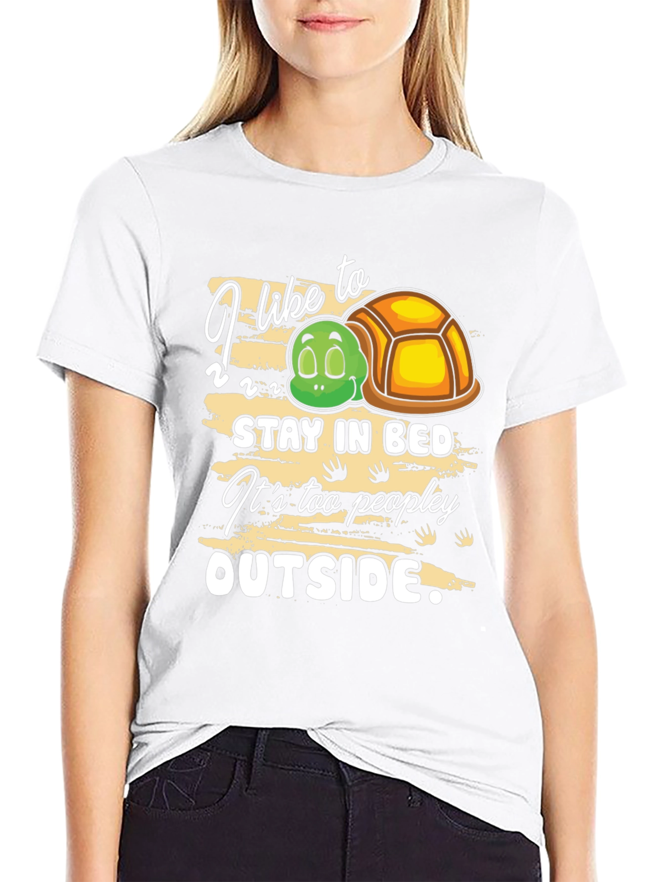 Black I Like to Stay in Bed Turtle T-Shirt view 9