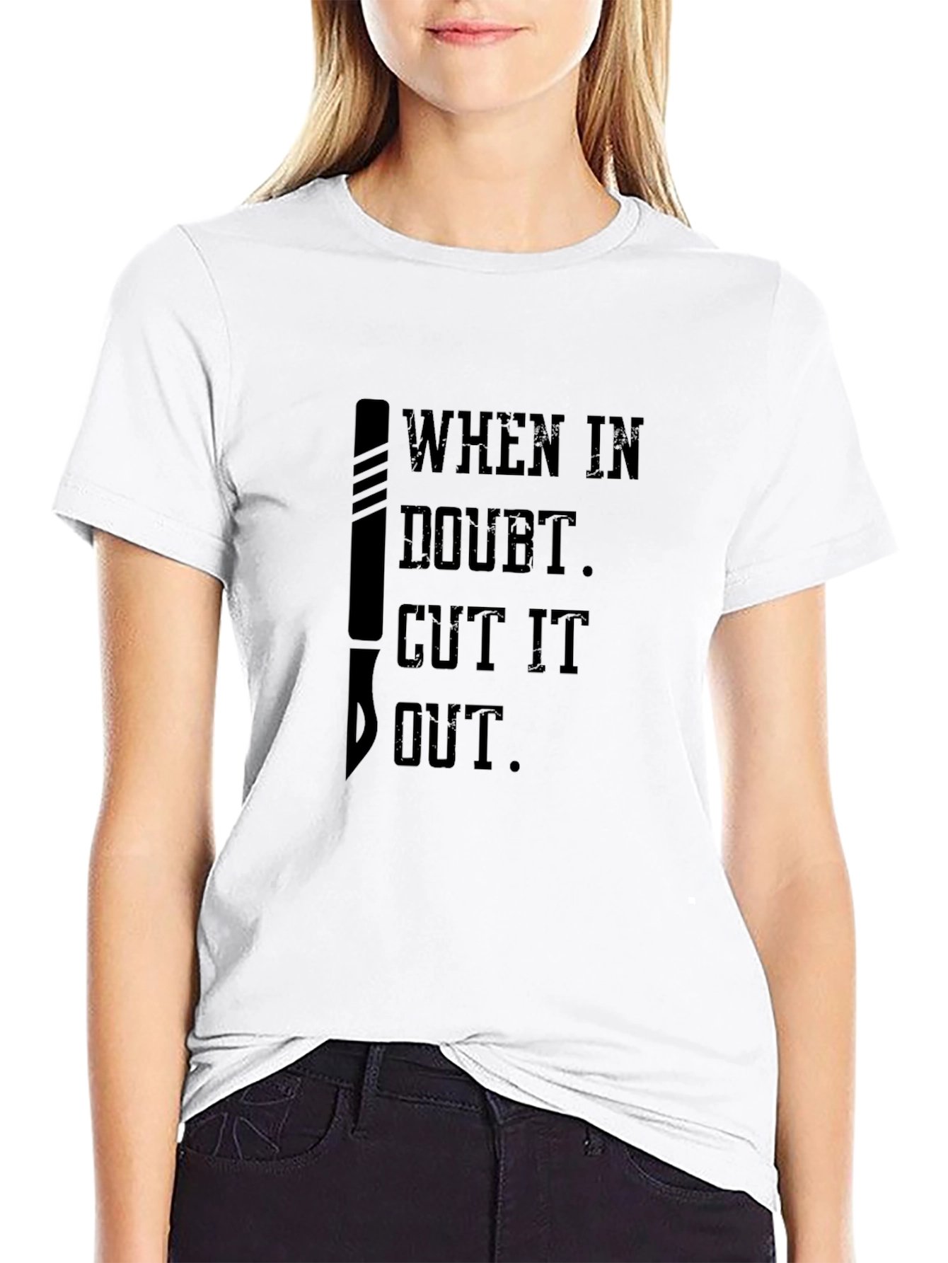 Black When in Doubt Cut it Out T-Shirt view 9