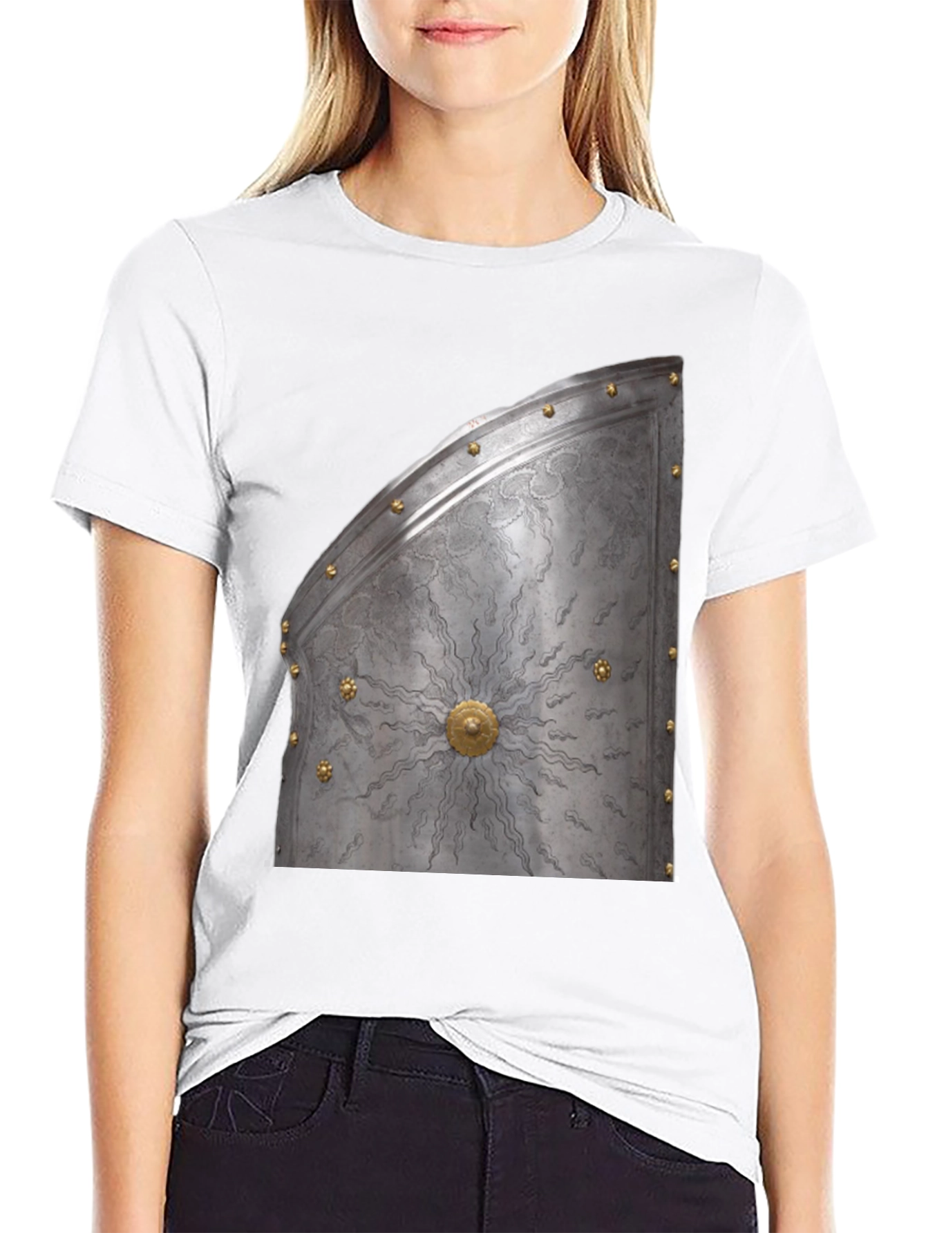 Black Medieval Knight Armor Graphic Tee - Unique Design view 9