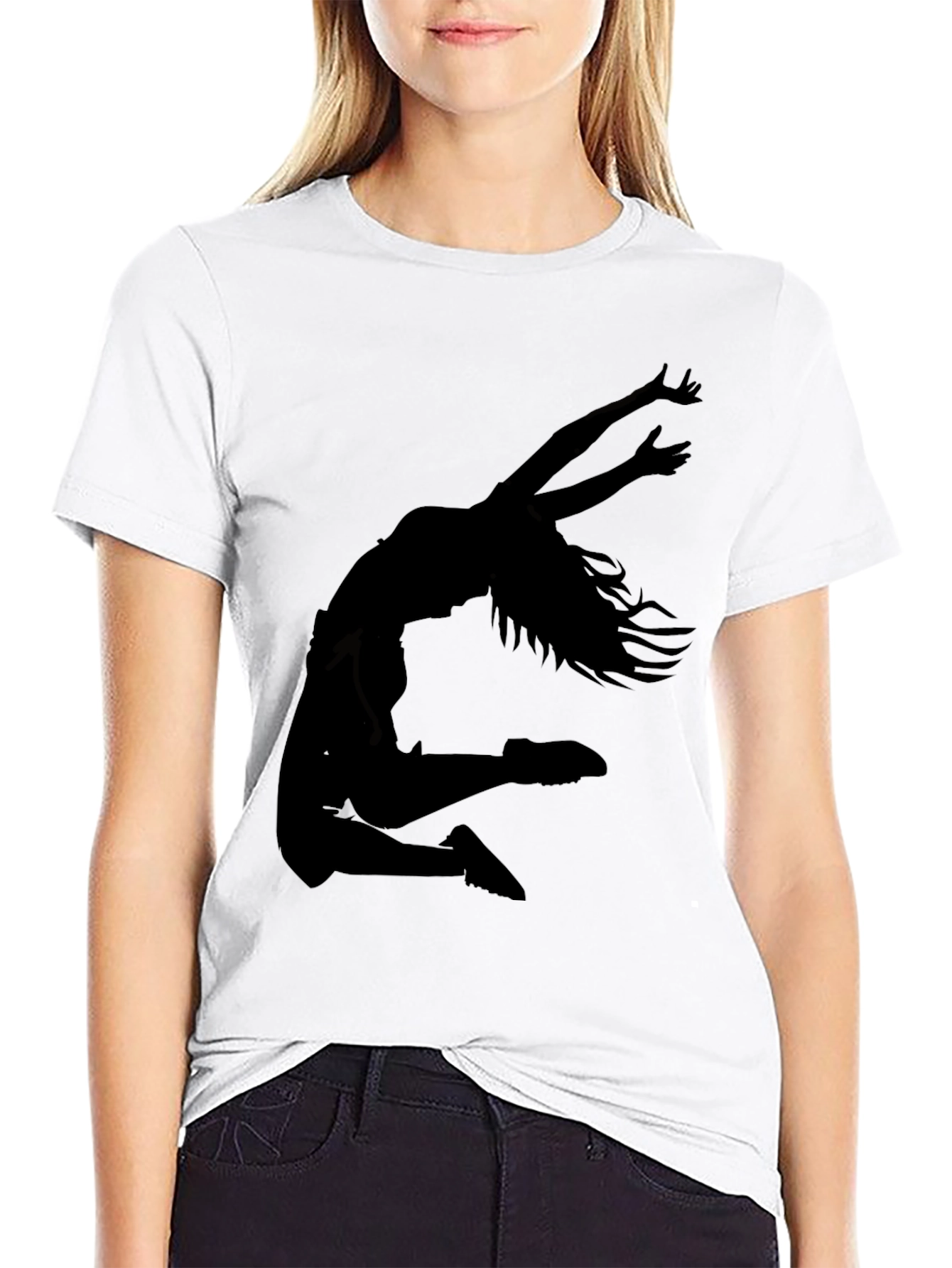 Black Silhouette Dancer Graphic Tee - Stylish Comfort view 9