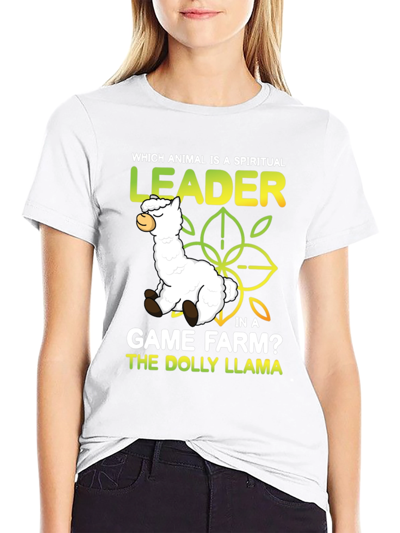 Black Dolly Llama Funny Graphic T-Shirt view 9