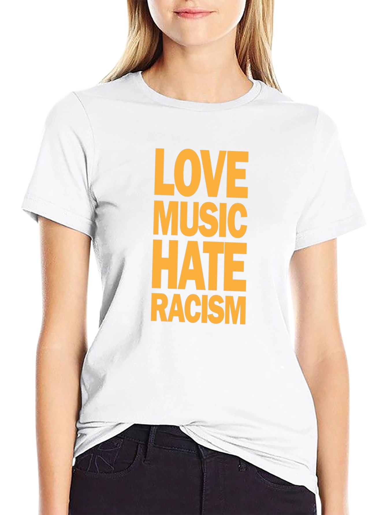 Black Love Music Hate Racism Graphic Tee - Black view 9