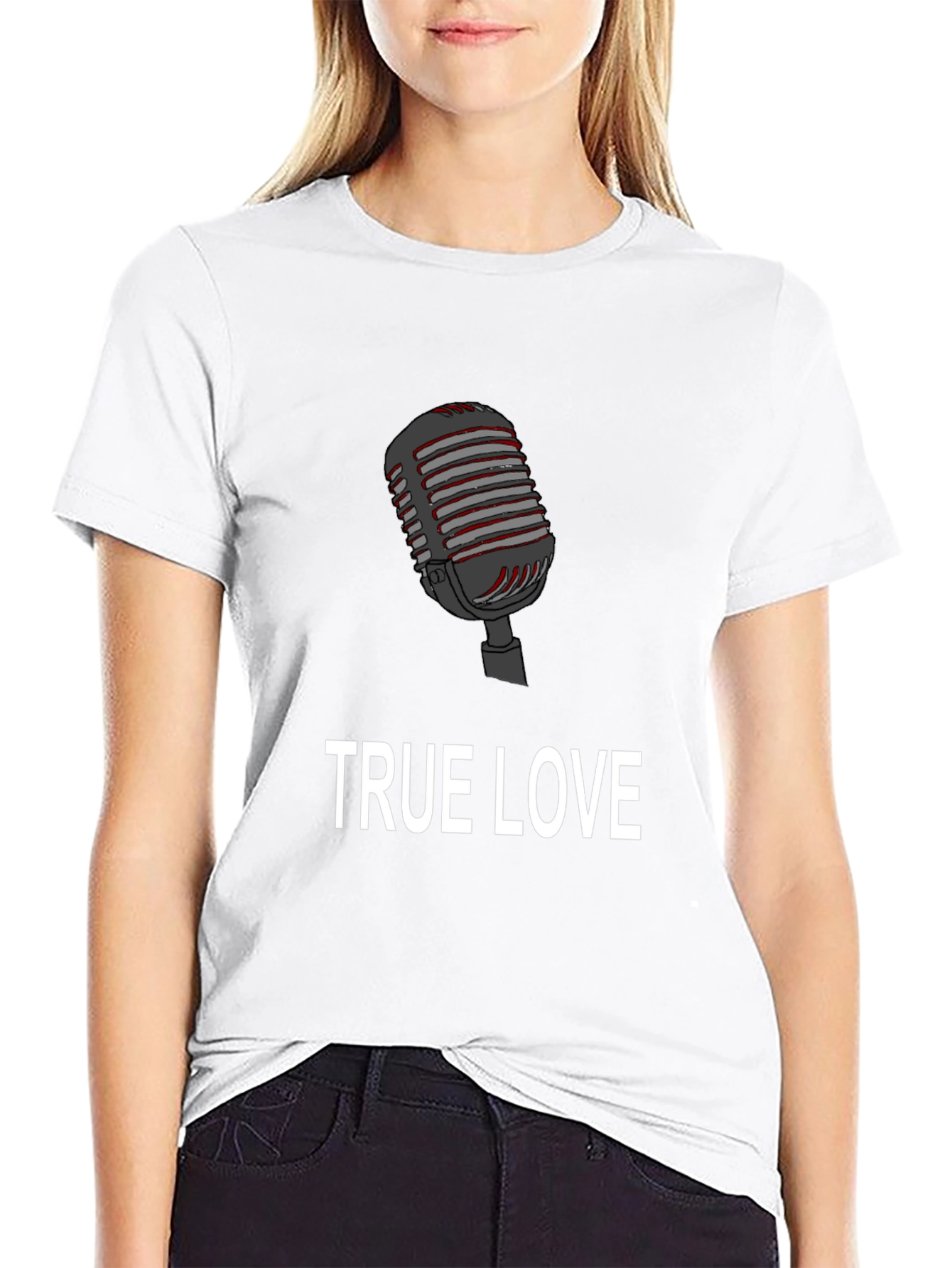 Black True Love Microphone Graphic Tee view 9