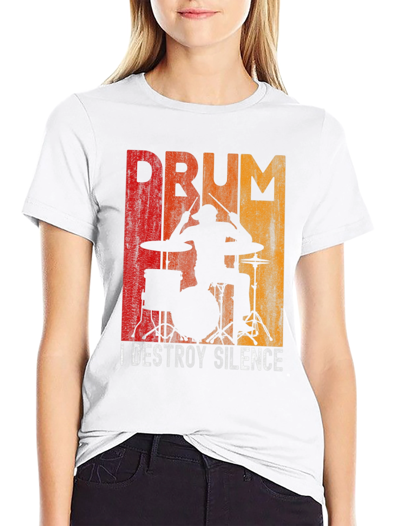 Black Drummer Destroy Silence Graphic T-Shirt view 9