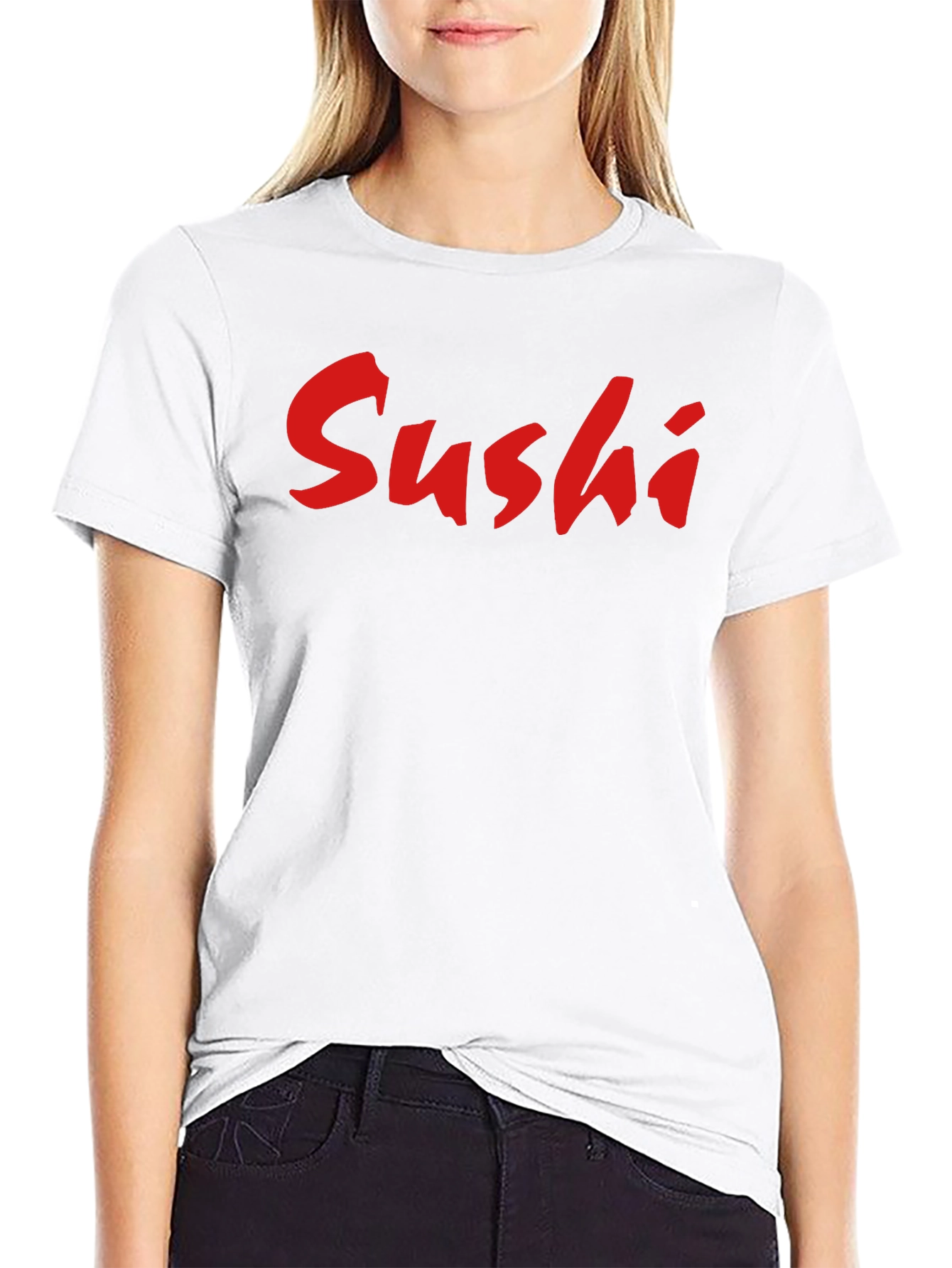 Black Sushi Graphic Tee - Black Cotton Blend Casual Wear view 9