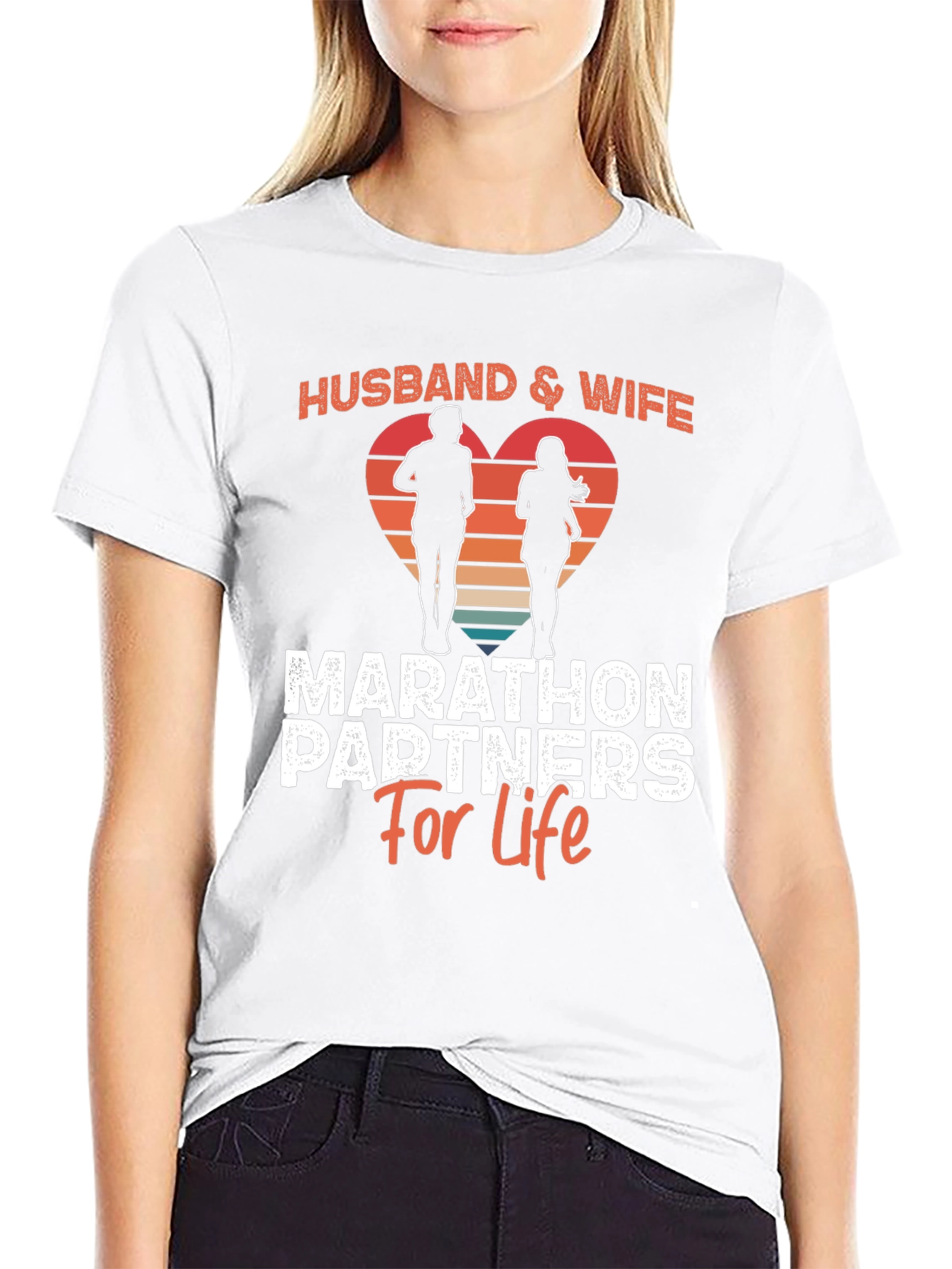 Black Husband & Wife Marathon Partners T-Shirt view 9