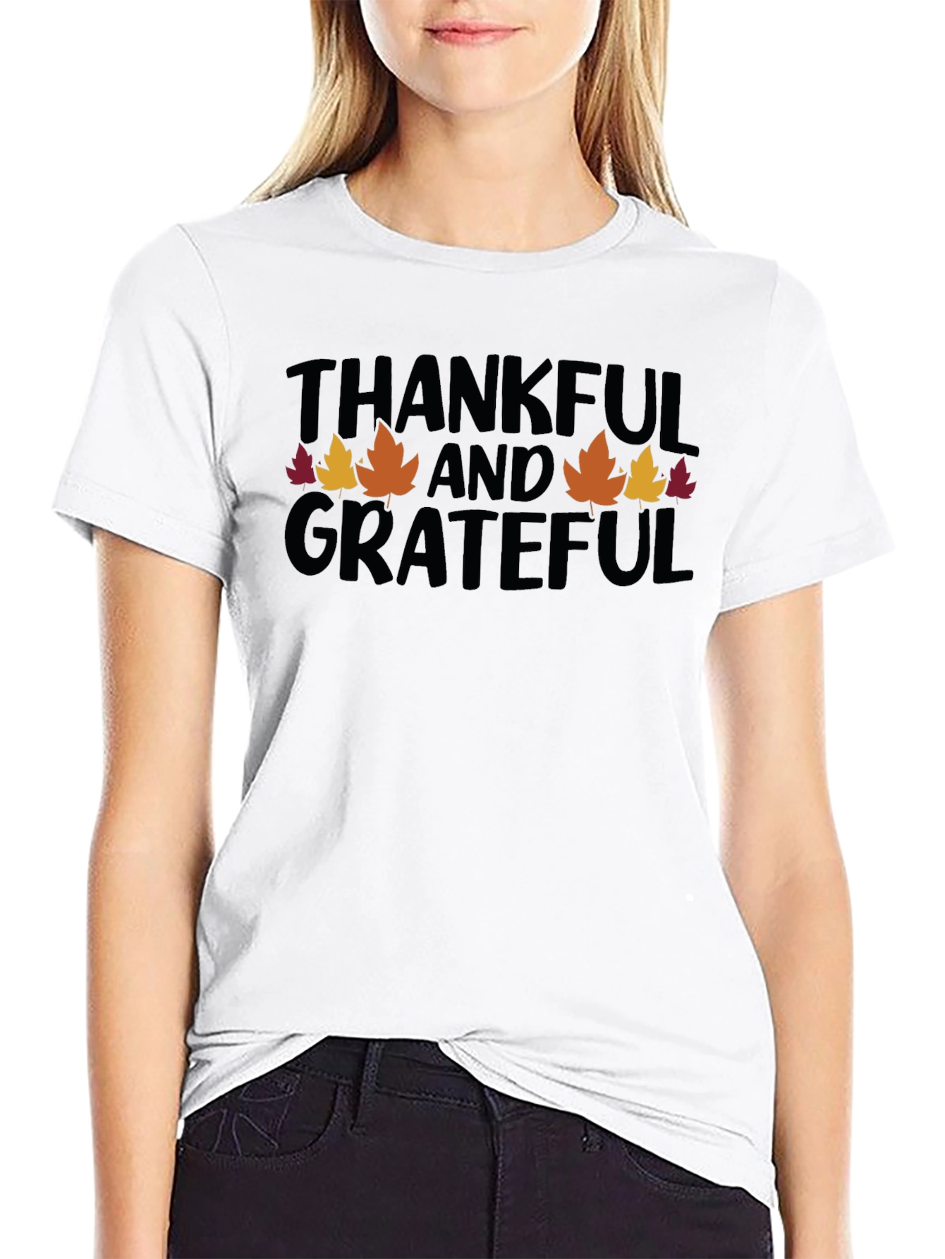 Black Thankful & Grateful Thanksgiving T-Shirt Fall view 9