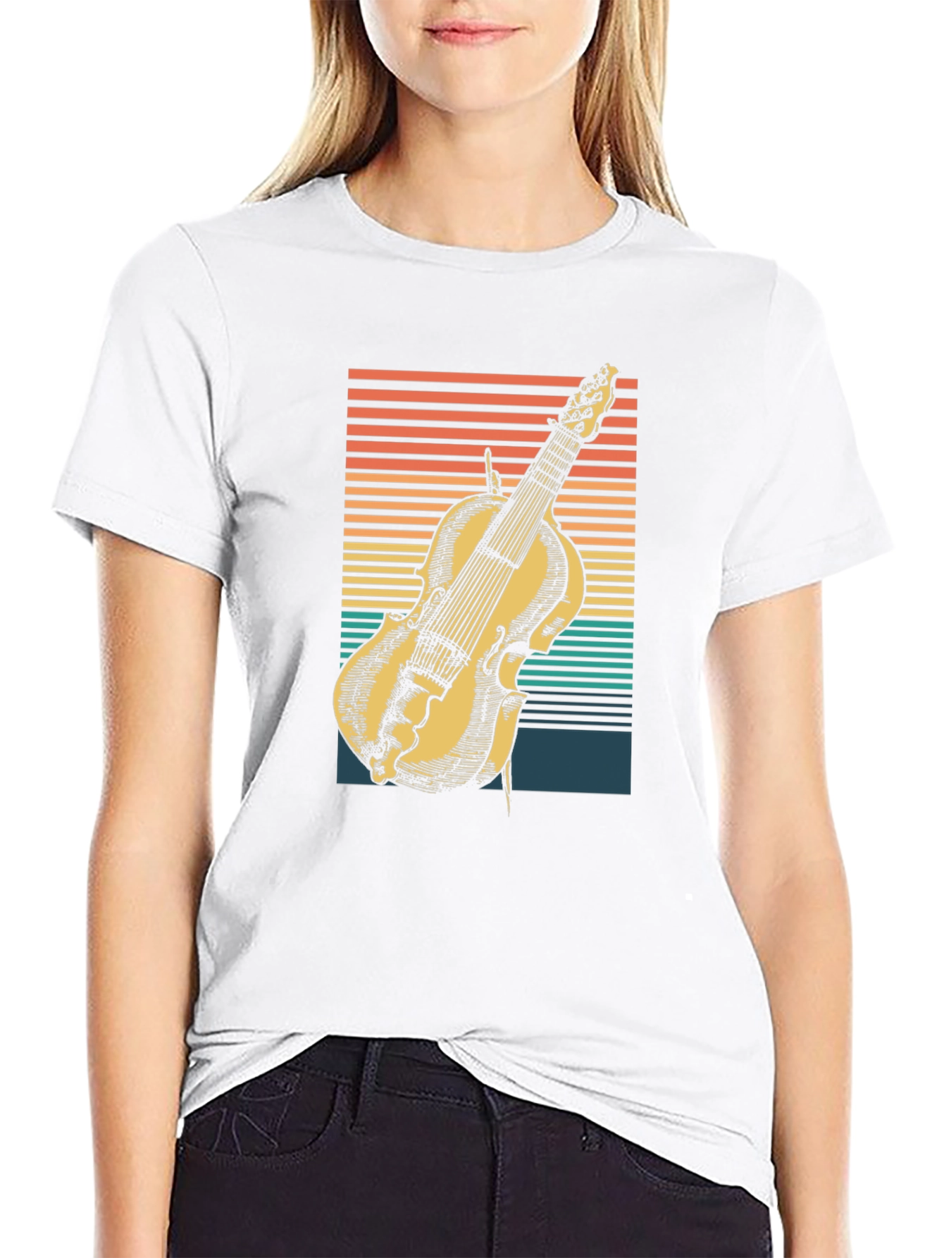 Black Vintage Violin T-Shirt - Retro Music Lover Tee view 9