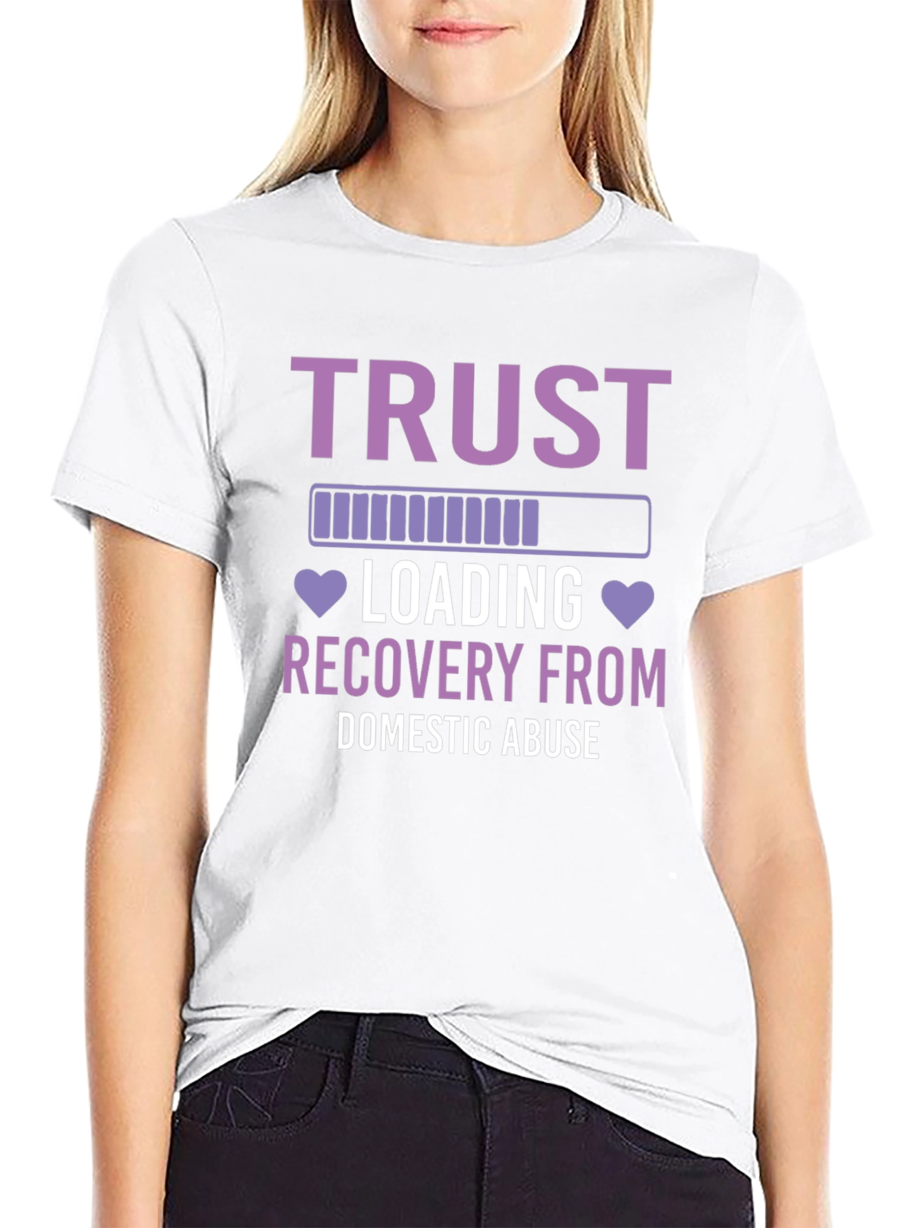 Black Trust Recovery Tee: Domestic Abuse Awareness view 9