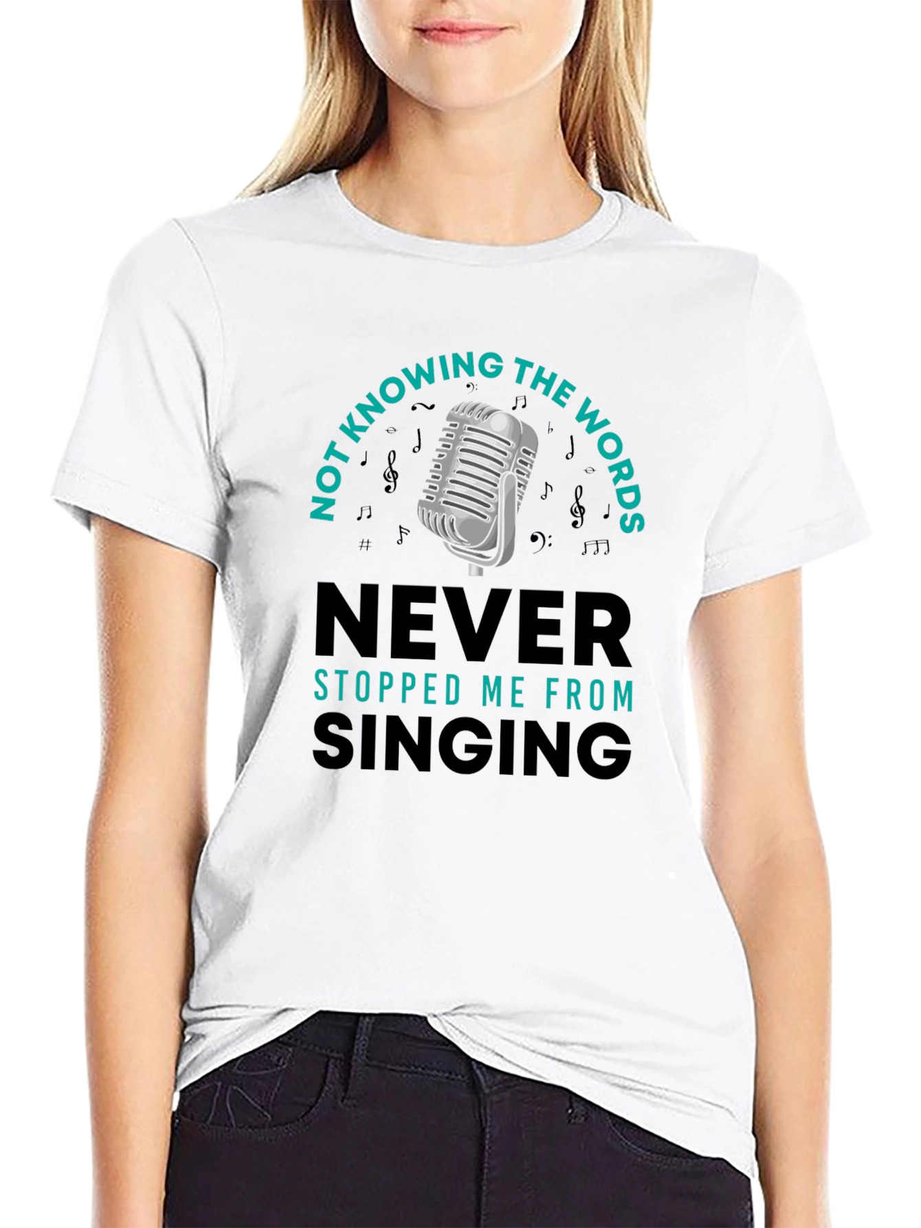 Black Funny Singing T-Shirt - Not Knowing the Words view 9