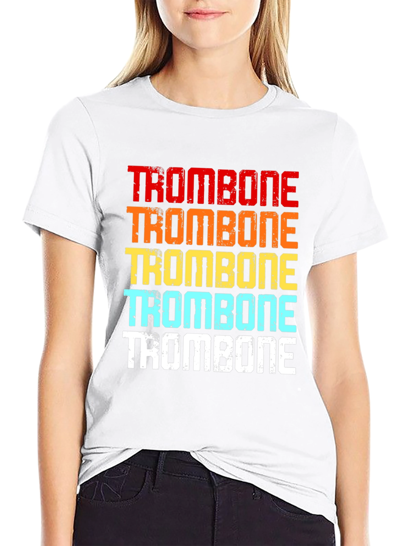 Black Retro Trombone Player Graphic Tee view 9