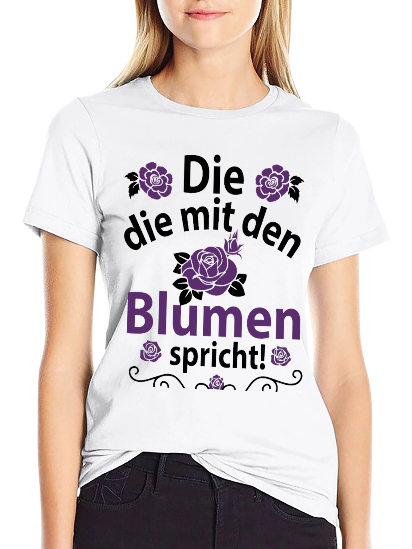 Black Die mit den Blumen Spricht T-Shirt view 9