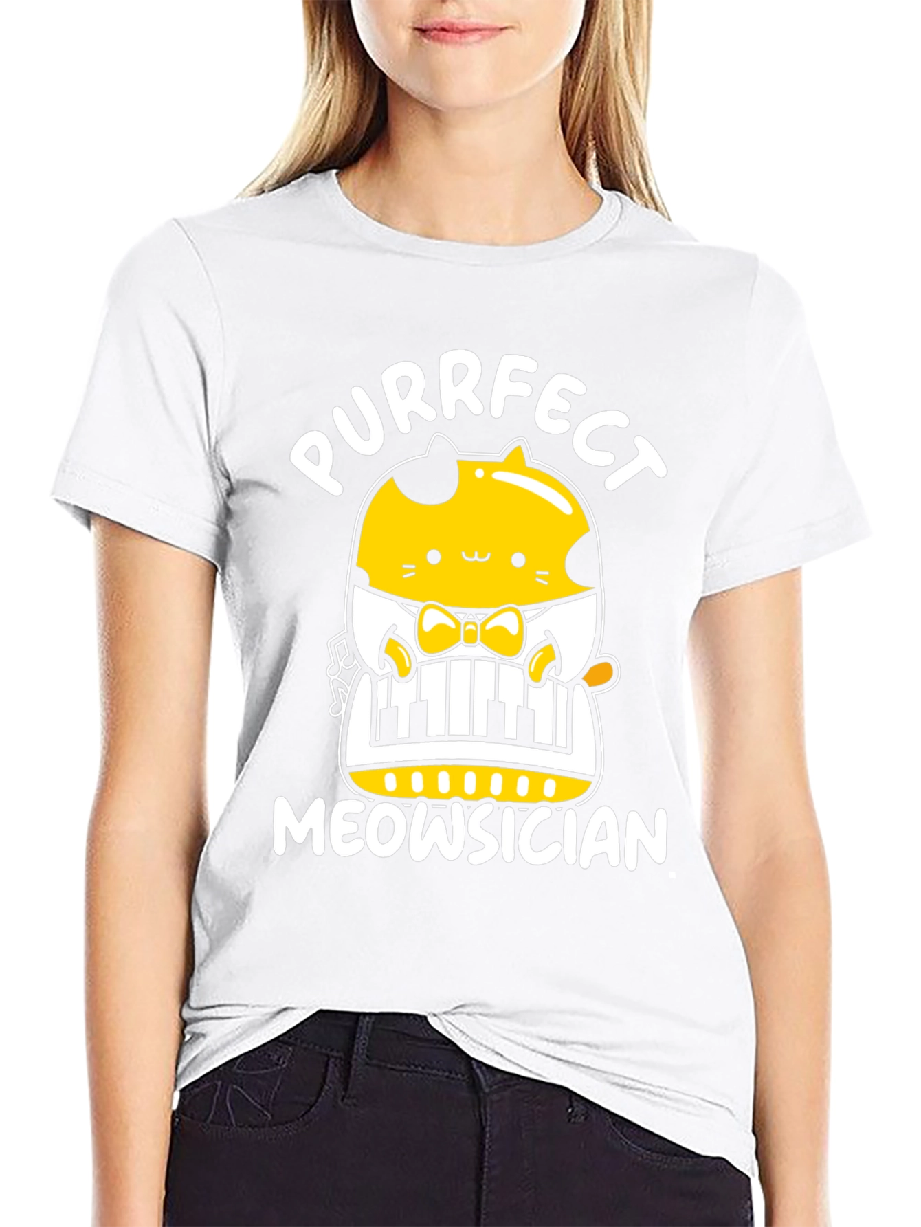 Black Purrfect Meowsician T-Shirt view 9