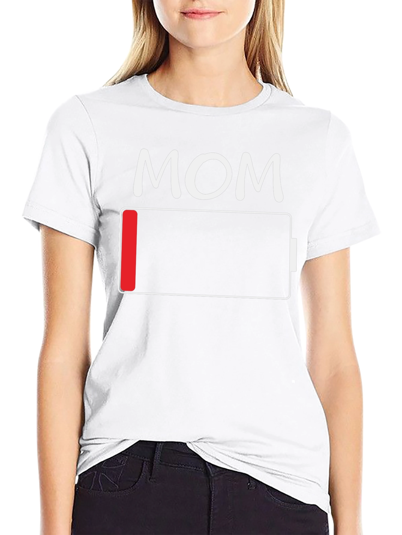 Black Mom Low Battery Funny T-Shirt view 9