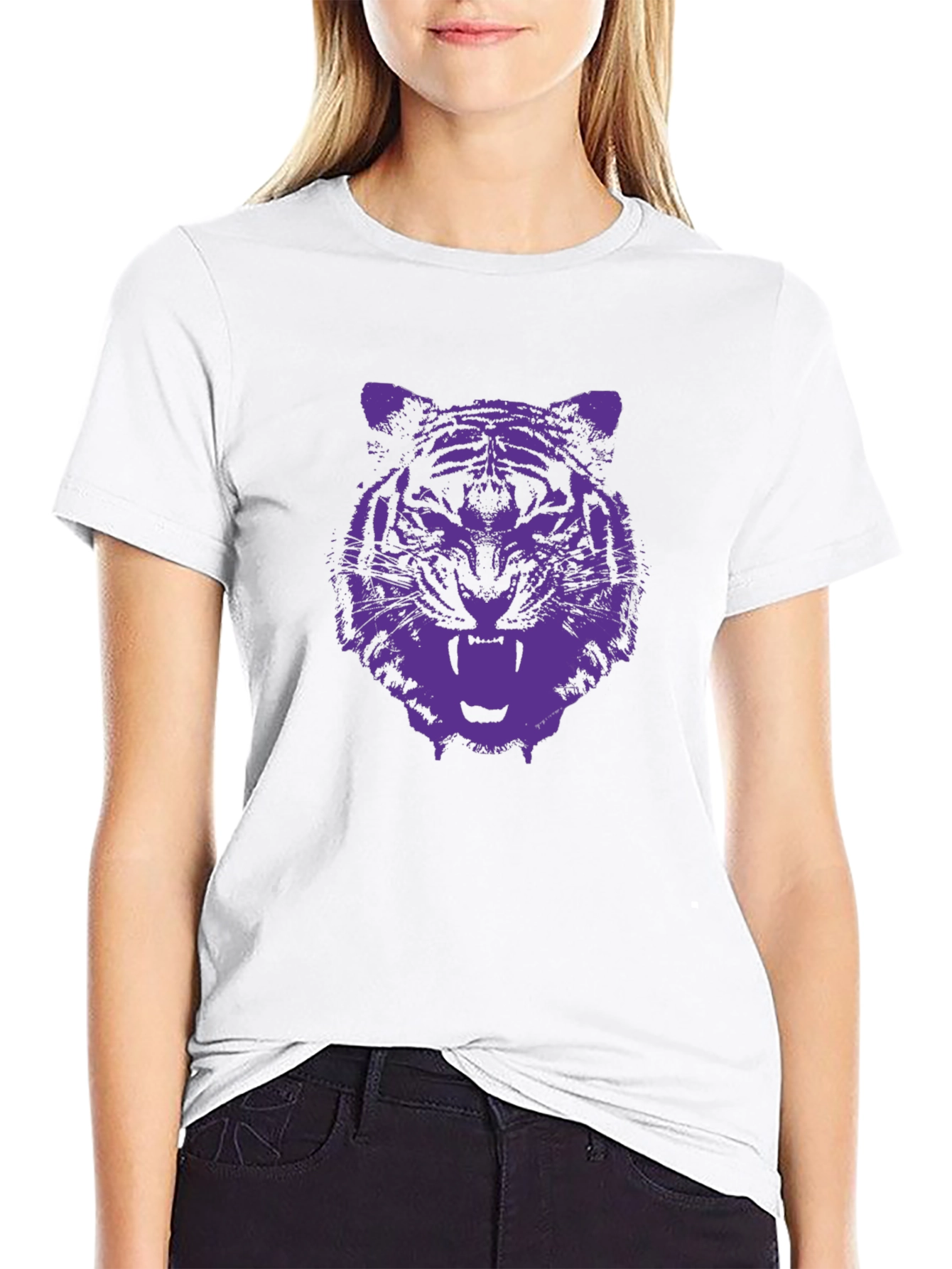Black Tiger Graphic Tee - Black Cotton T-Shirt view 9
