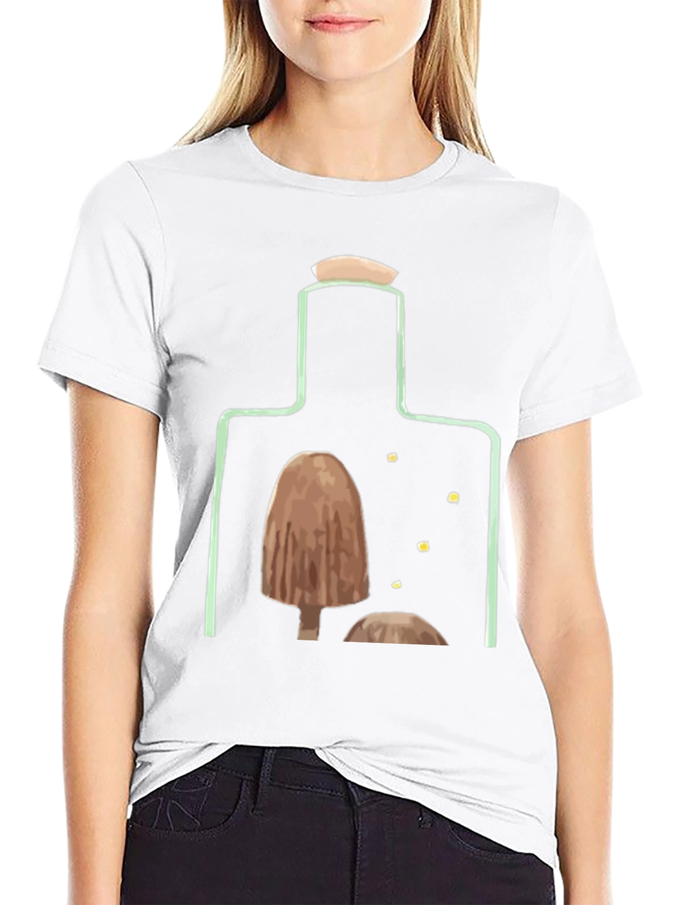 Black Mushroom Bottle Graphic T-Shirt view 9
