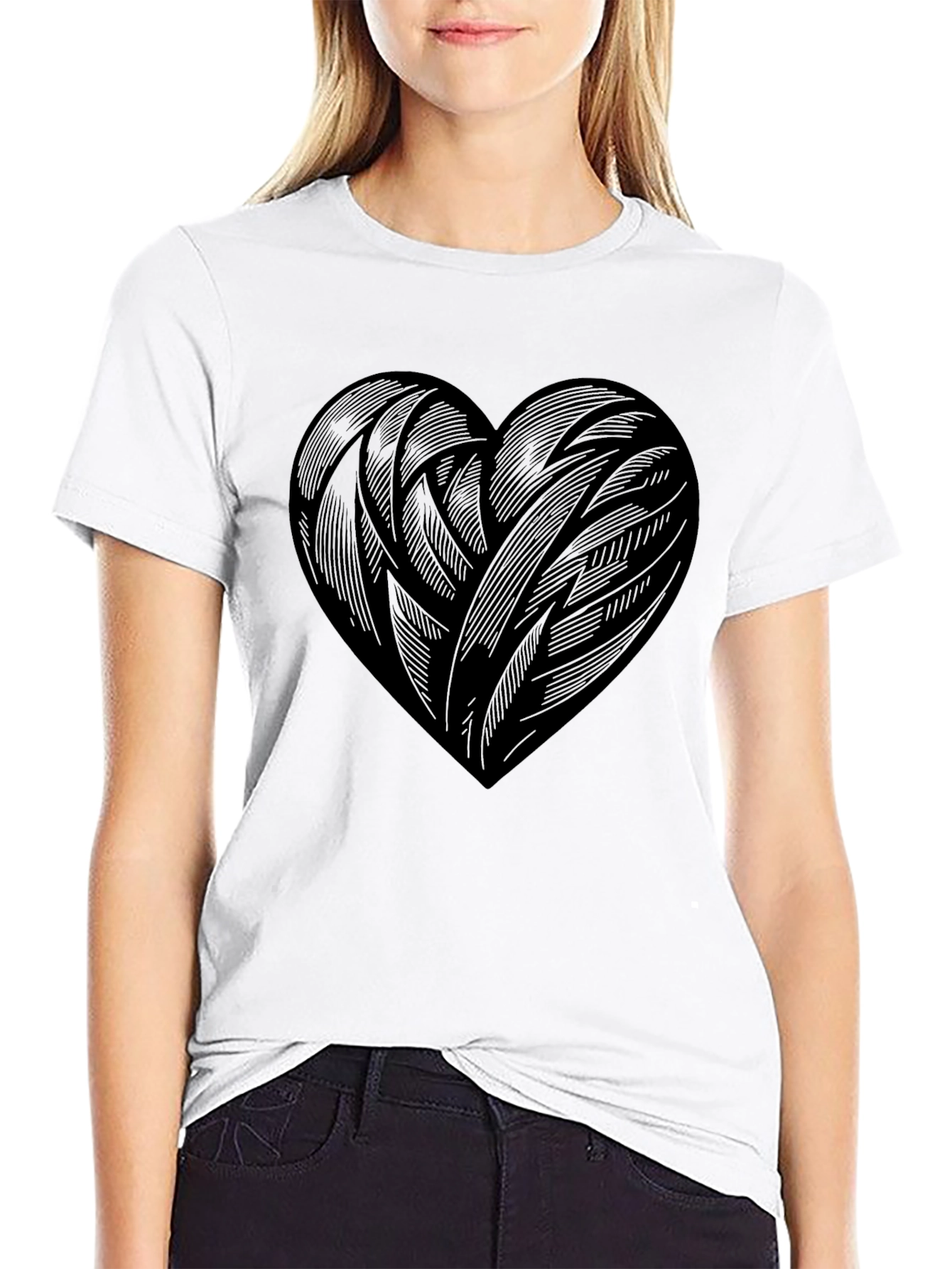 Black Black Heart Graphic Tee - Modern Casual Style view 9