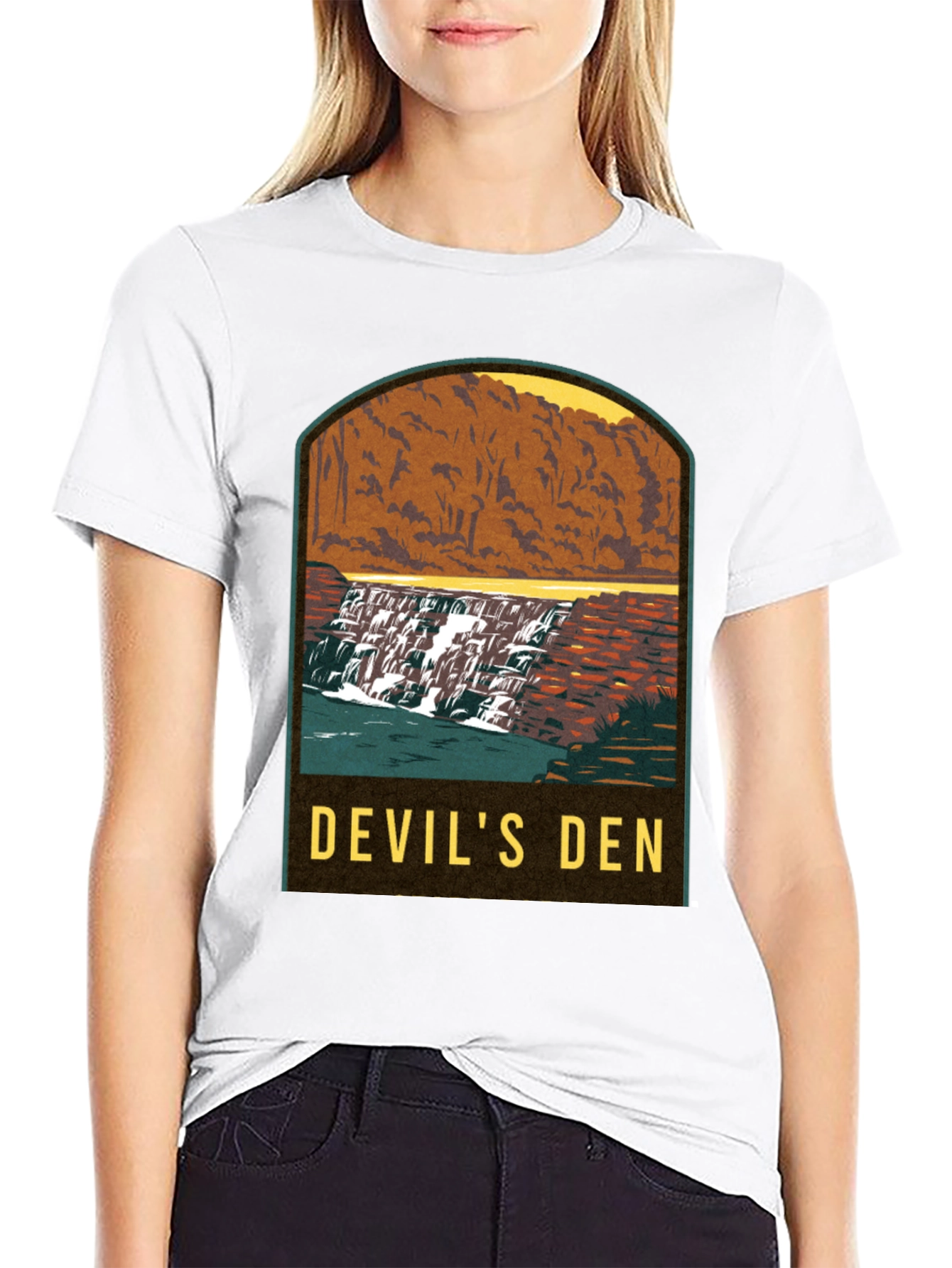 Black Devil's Den Waterfall Graphic Tee - Black view 9