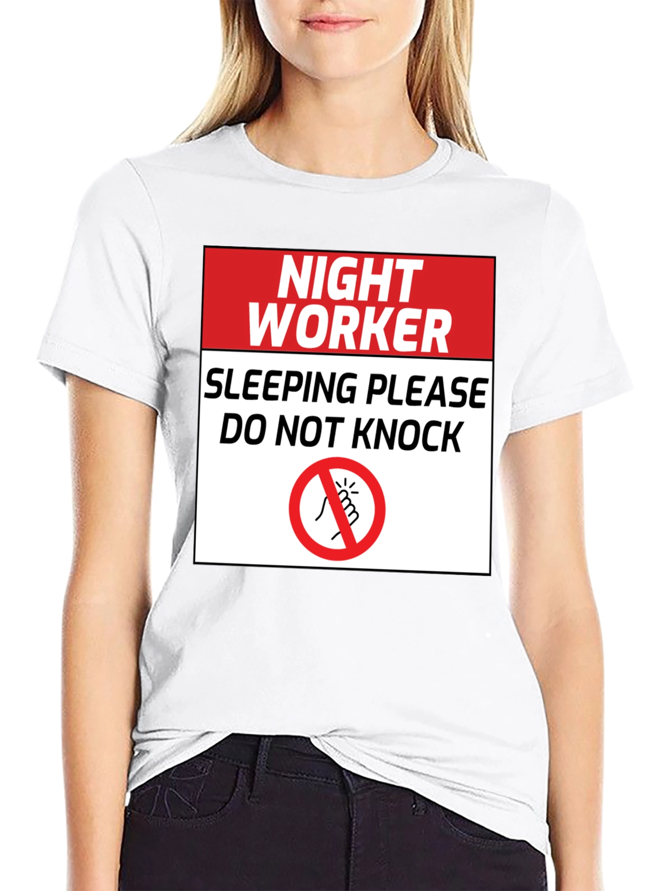 Black Night Worker Sleeping - Do Not Knock Graphic Tee view 9