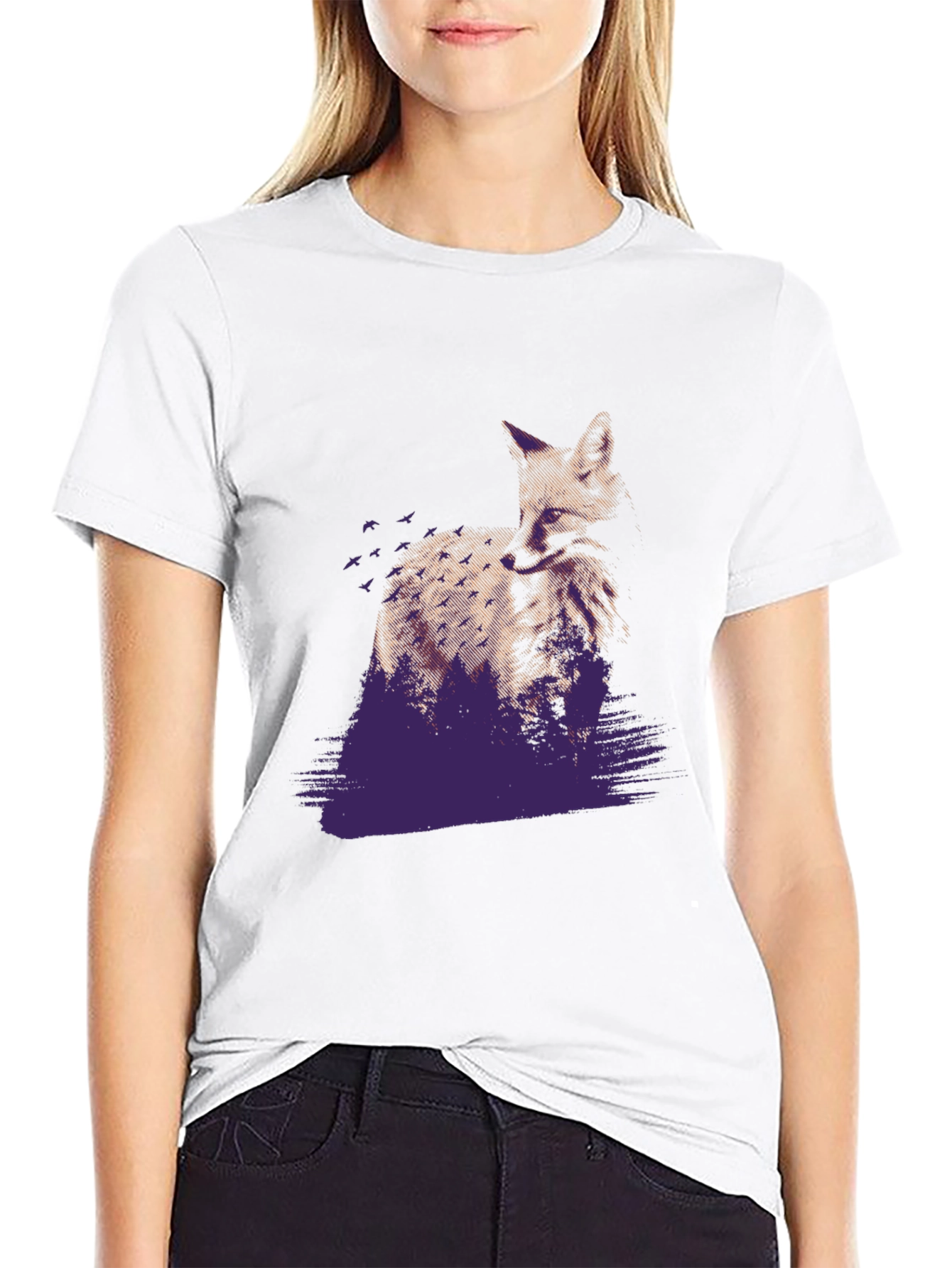 Black Fox & Forest Graphic Tee - Urban Style view 9