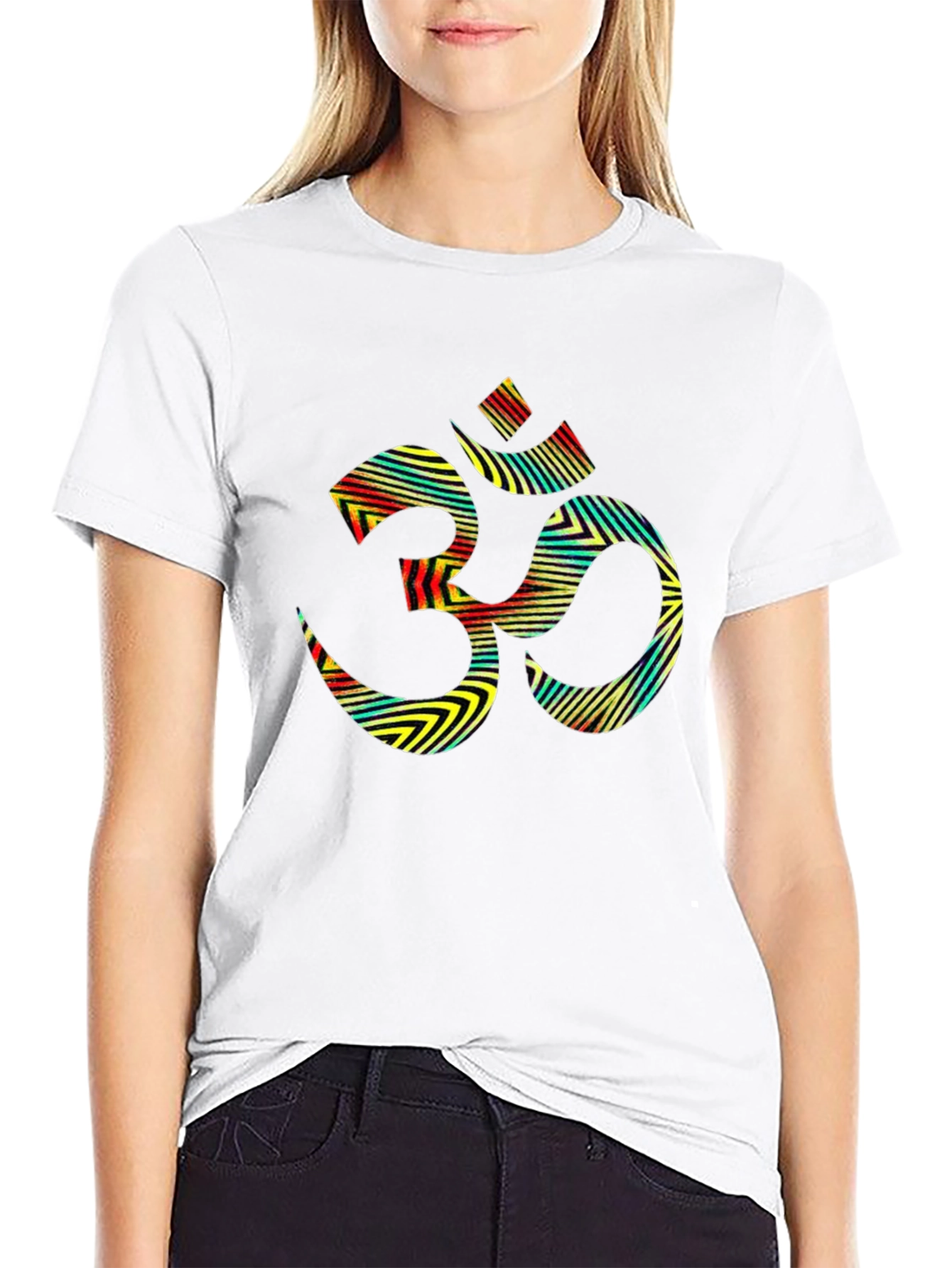 Black Om Symbol Graphic Tee - Black Cotton Blend view 9