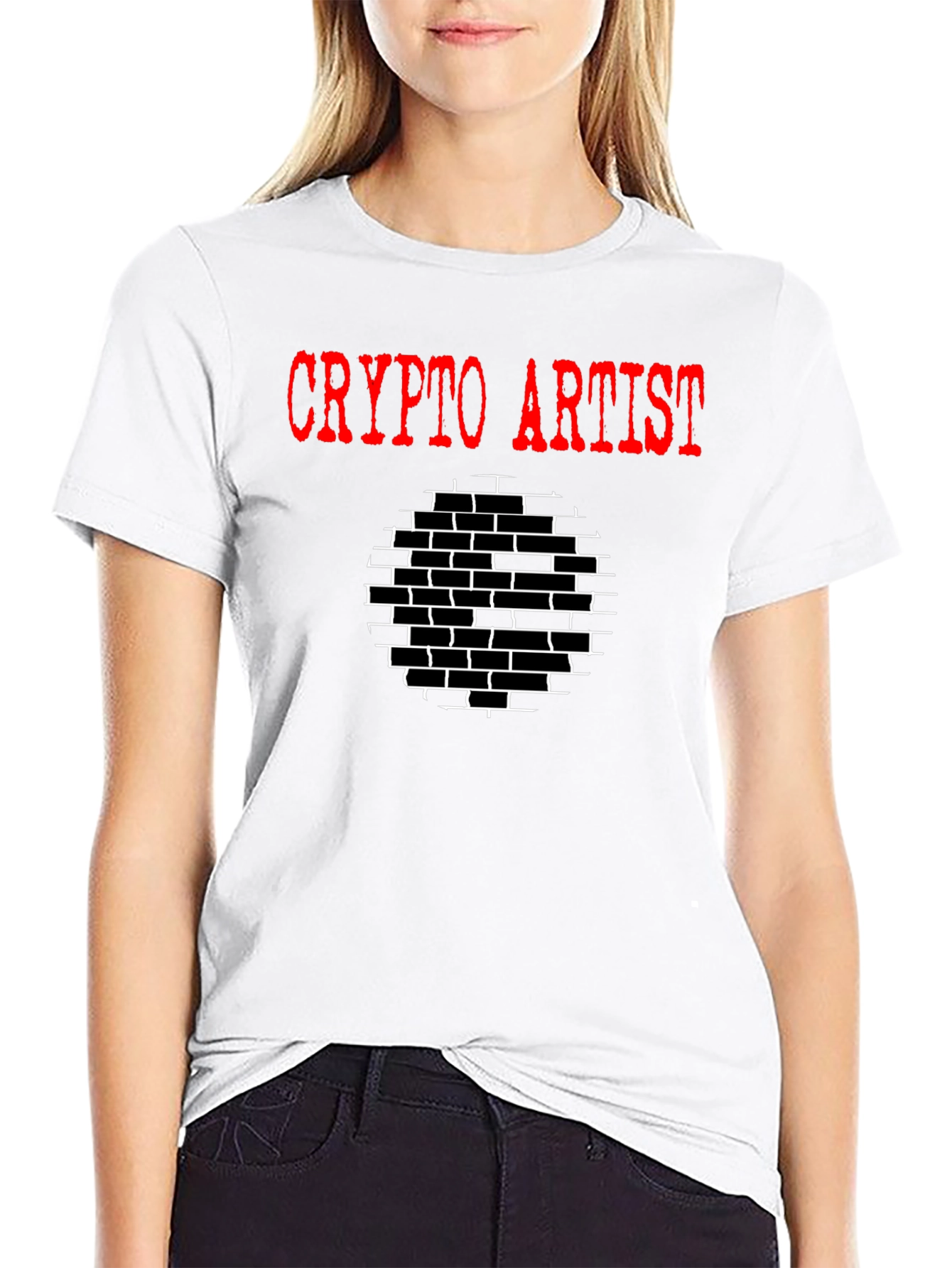 Black Crypto Artist Graphic Tee - Black Cotton T-Shirt view 9