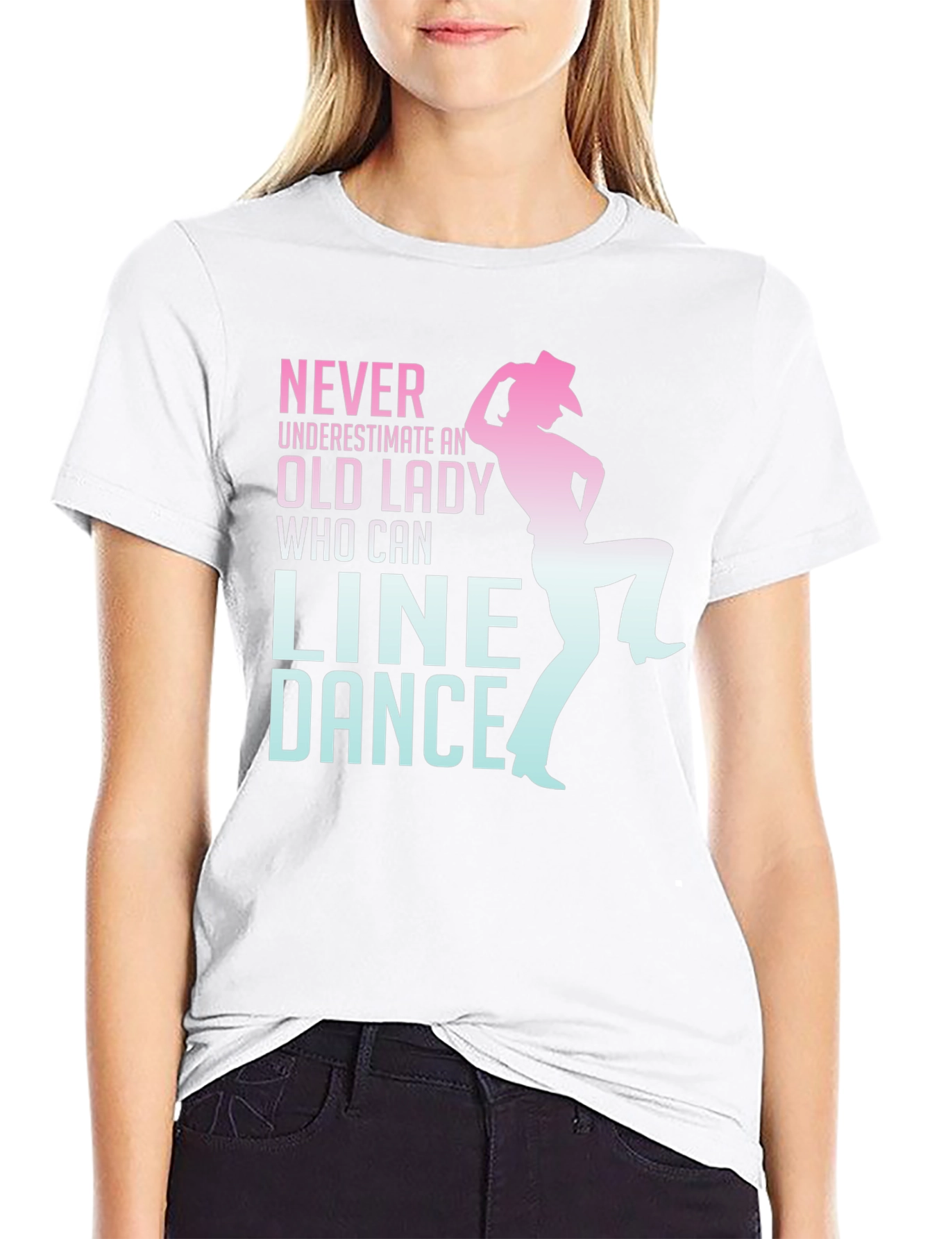 Black Line Dance Old Lady Graphic Tee view 9