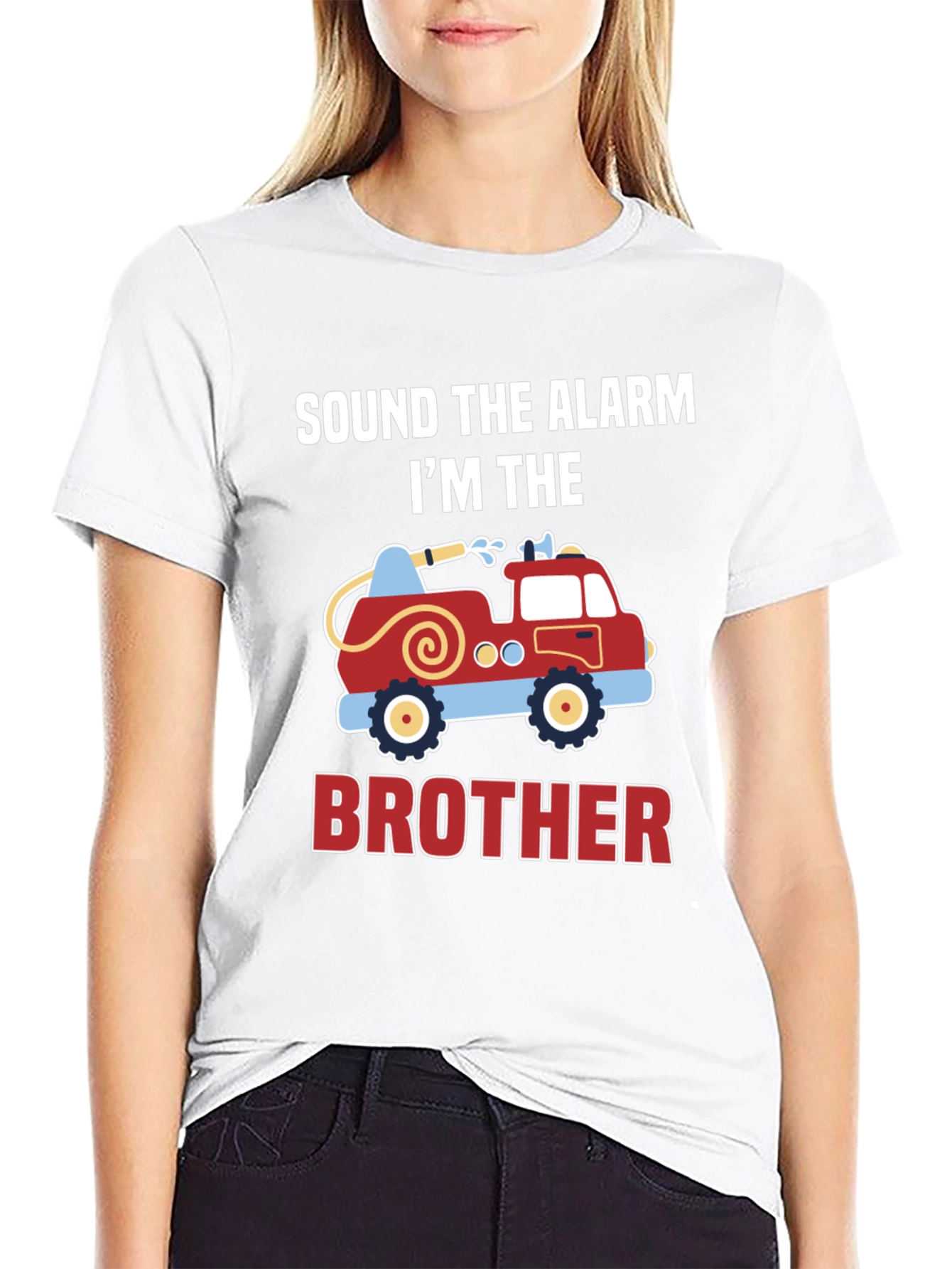 Black Sound The Alarm I'm The Brother Firetruck T-Shirt view 9