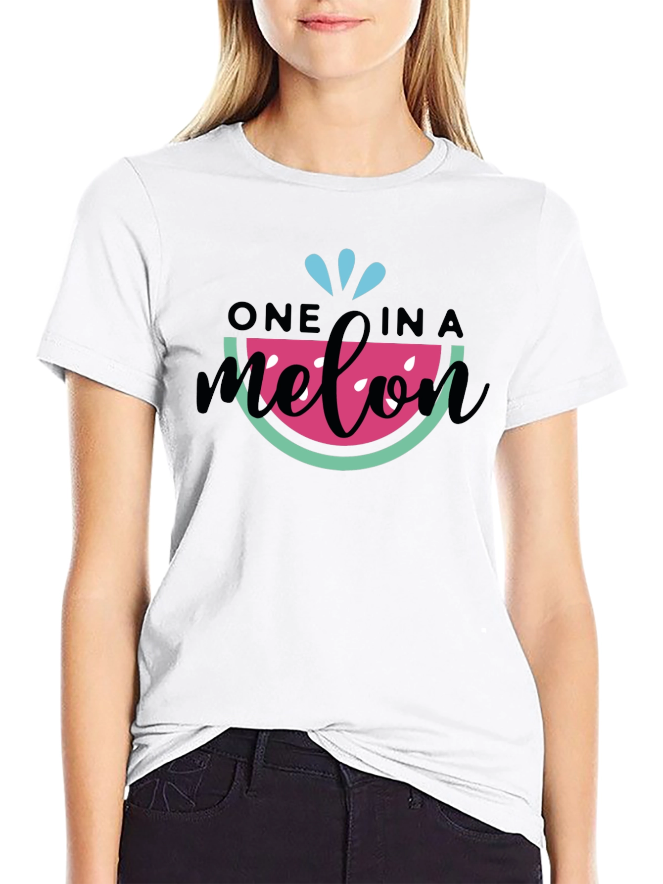 Black One in a Melon T-Shirt - Black Cotton Tee view 9