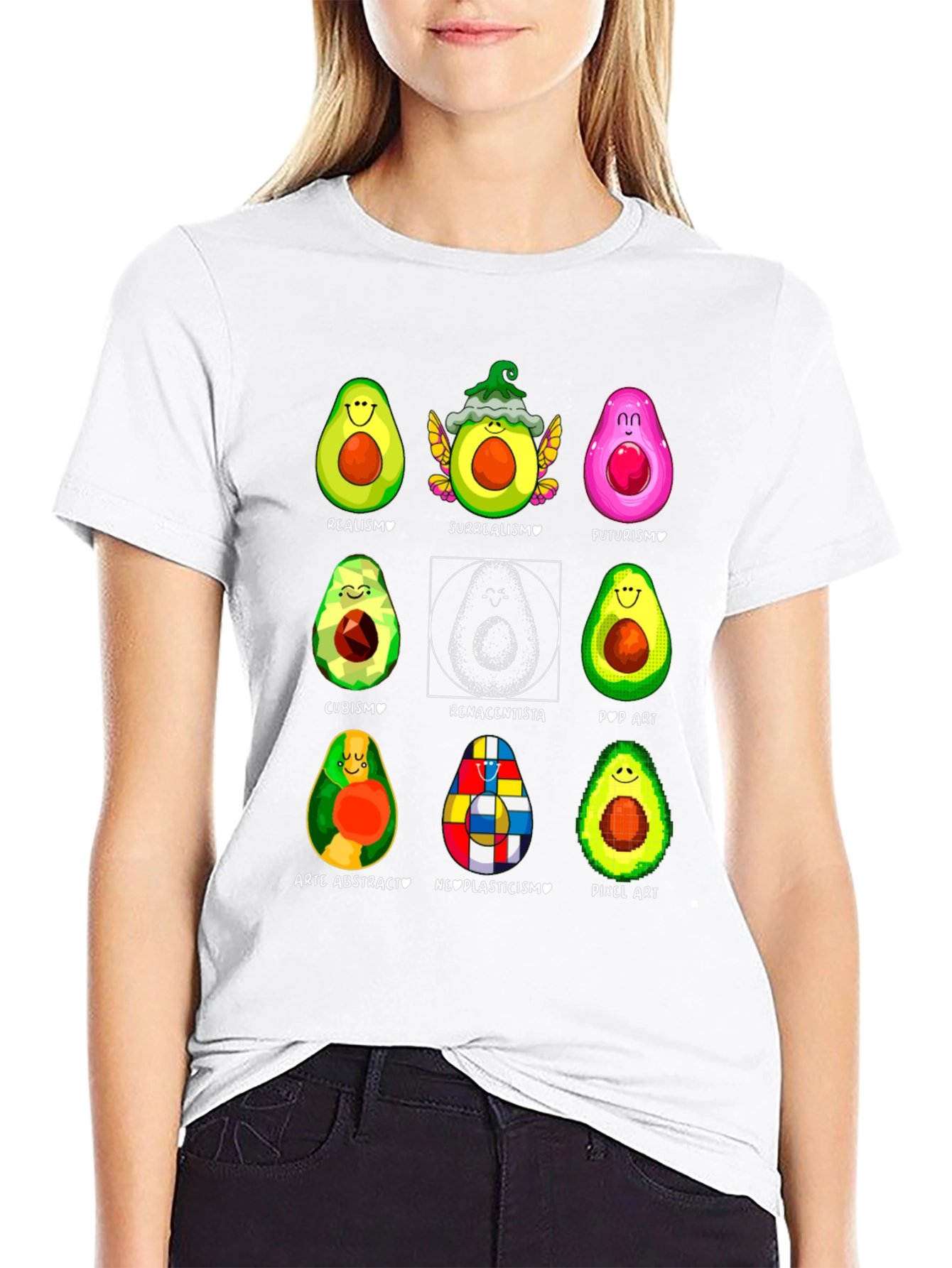 Black Avocado Art Styles Graphic T-Shirt view 9