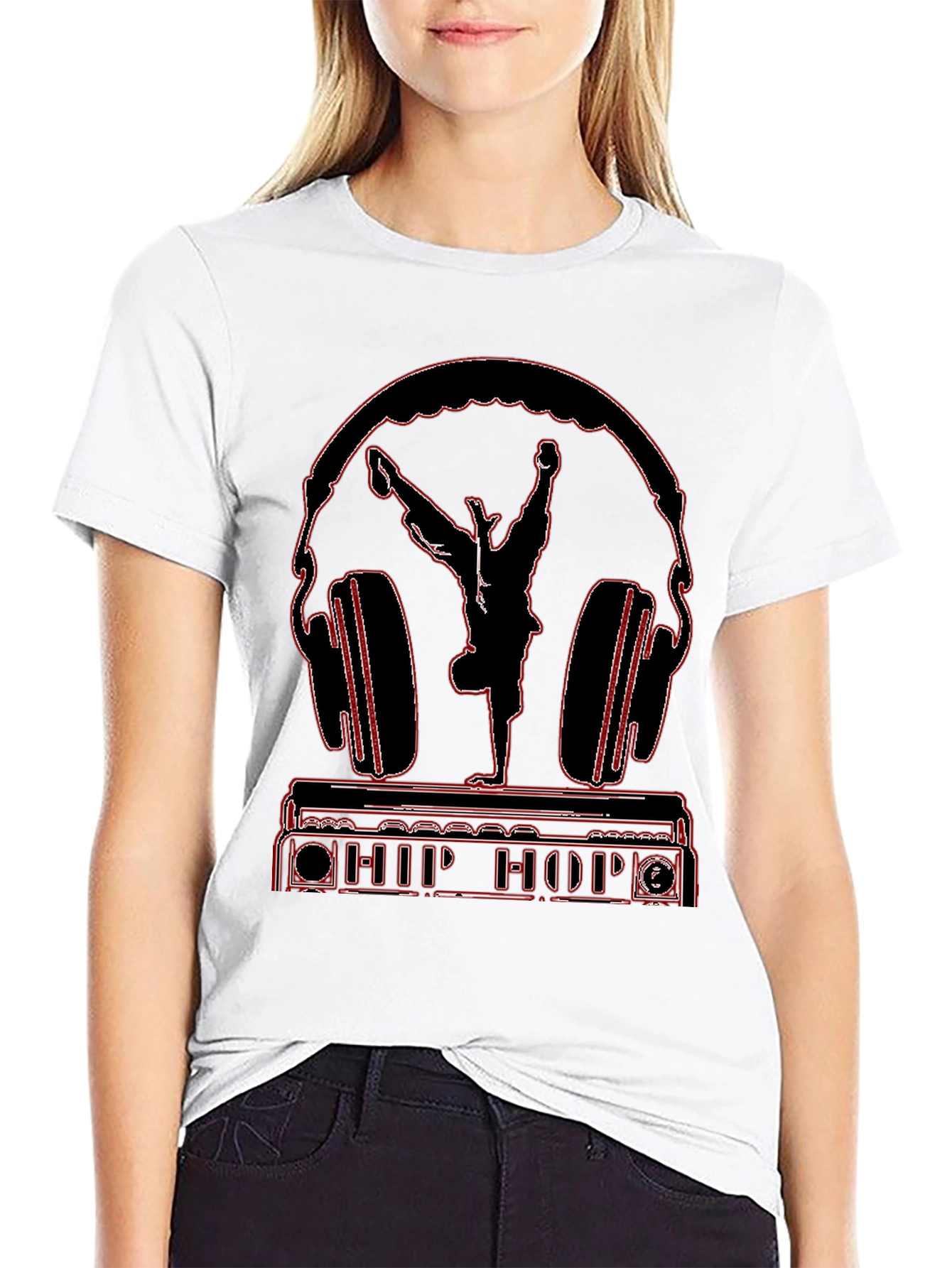 Black Hip Hop Headphones Graphic Tee view 9