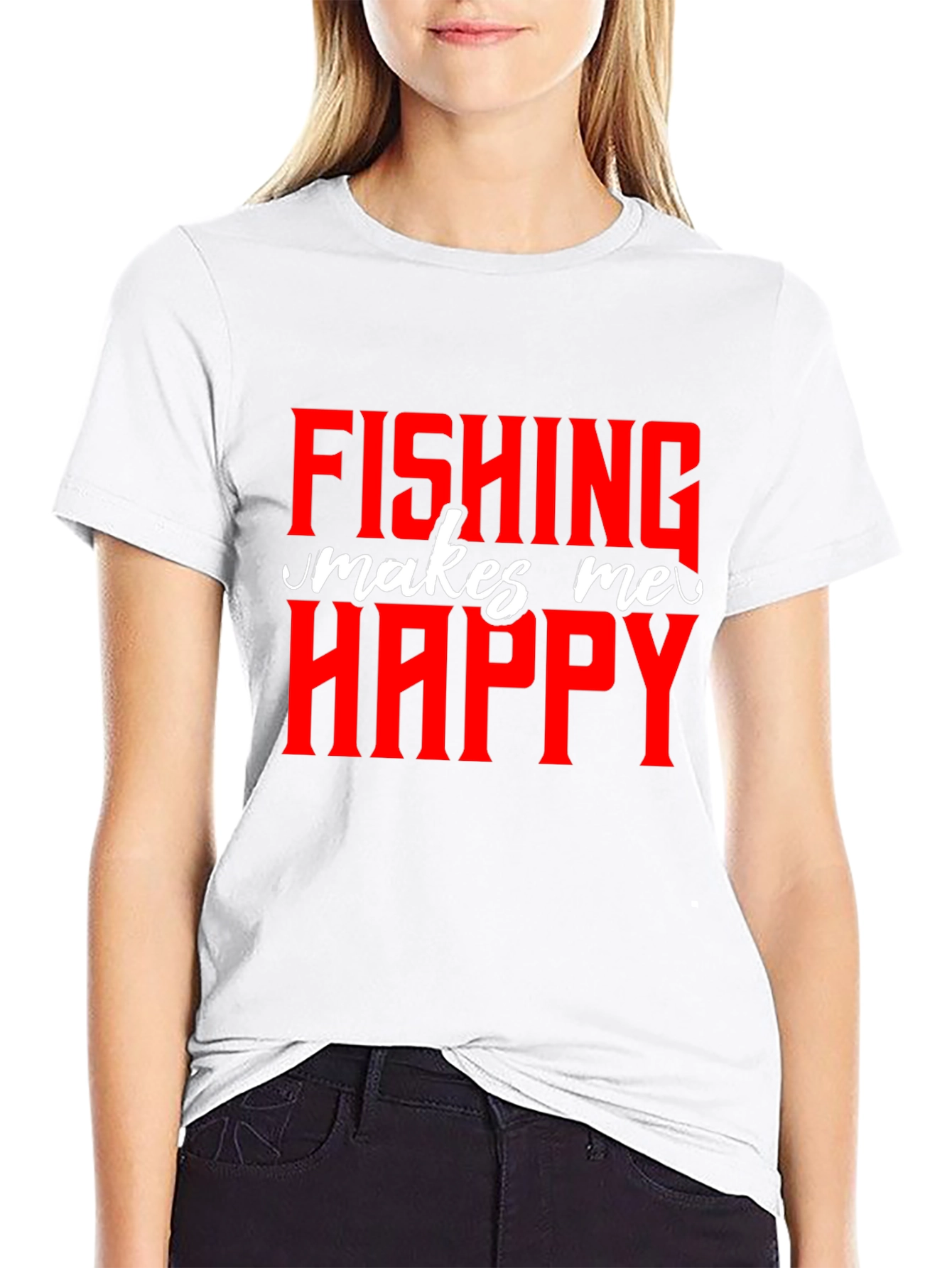 Black Fishing Makes Me Happy - Graphic T-Shirt view 9