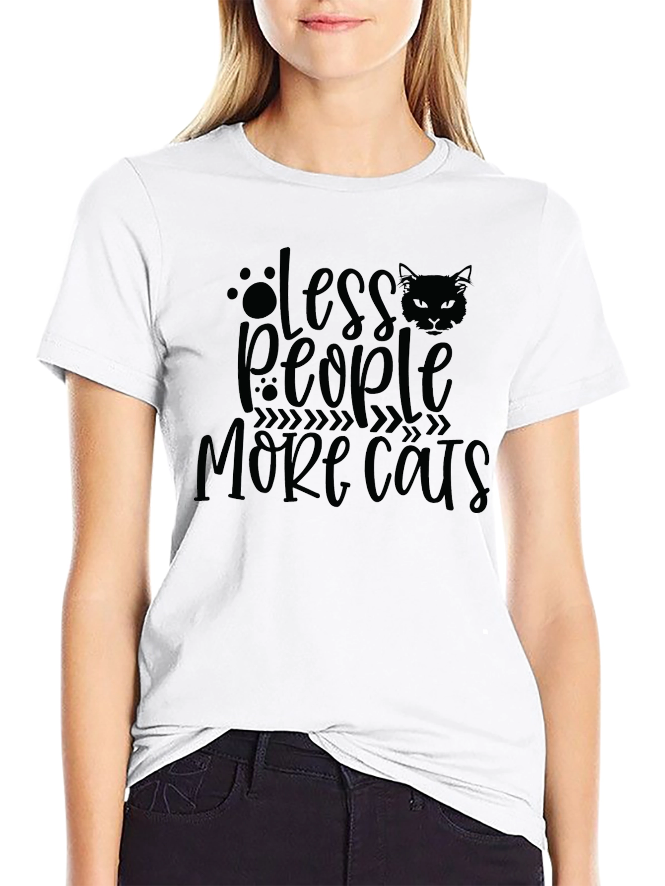 Black Less People More Cats Graphic Tee view 9