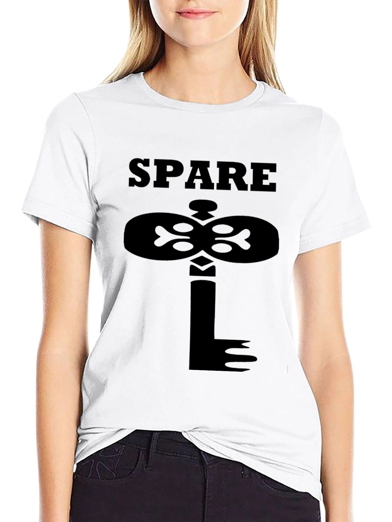 Black Spare Key Graphic Print Black T-Shirt view 9