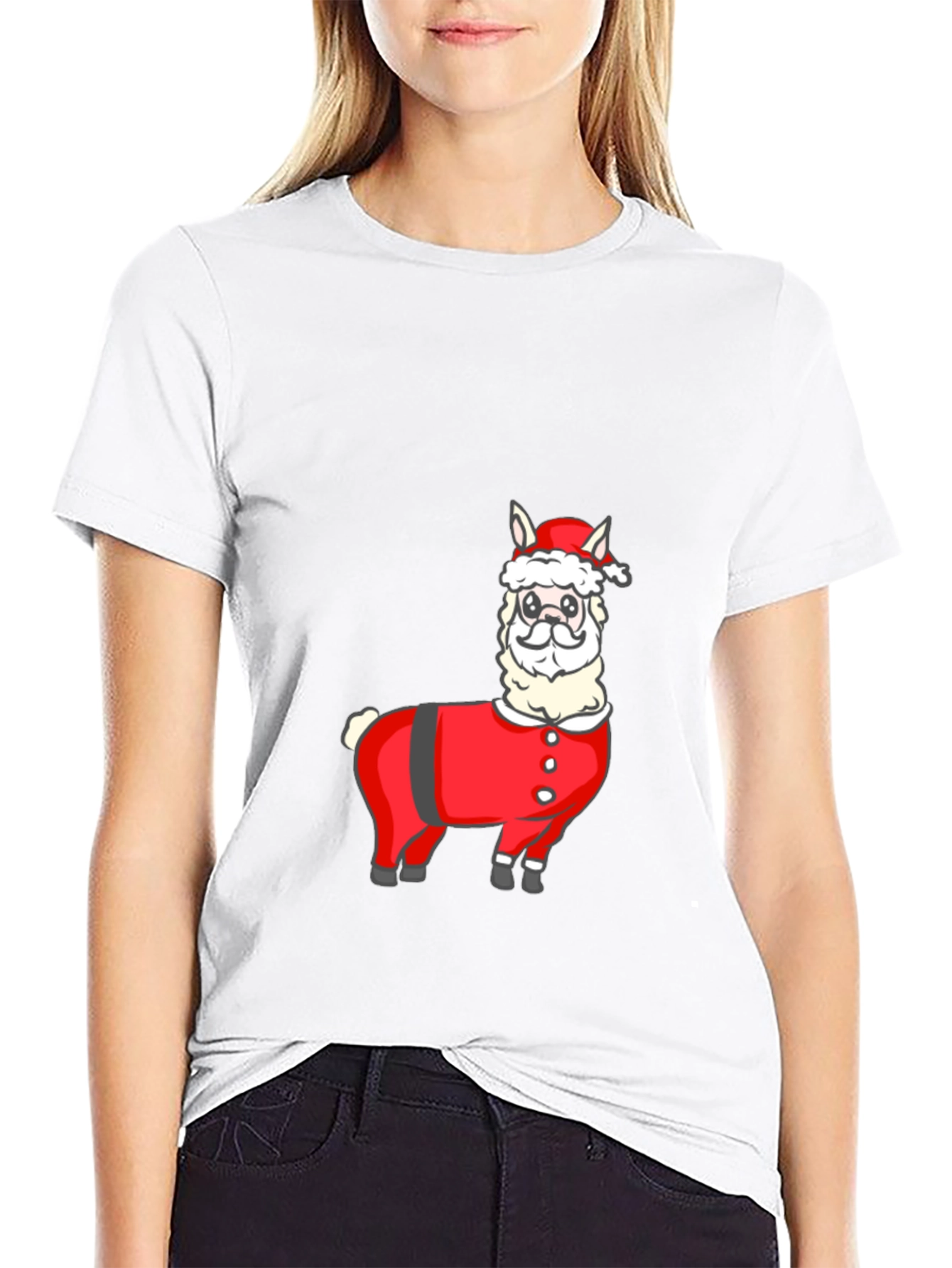 Santa Llama T-Shirt - Holiday Festive Wear - 9