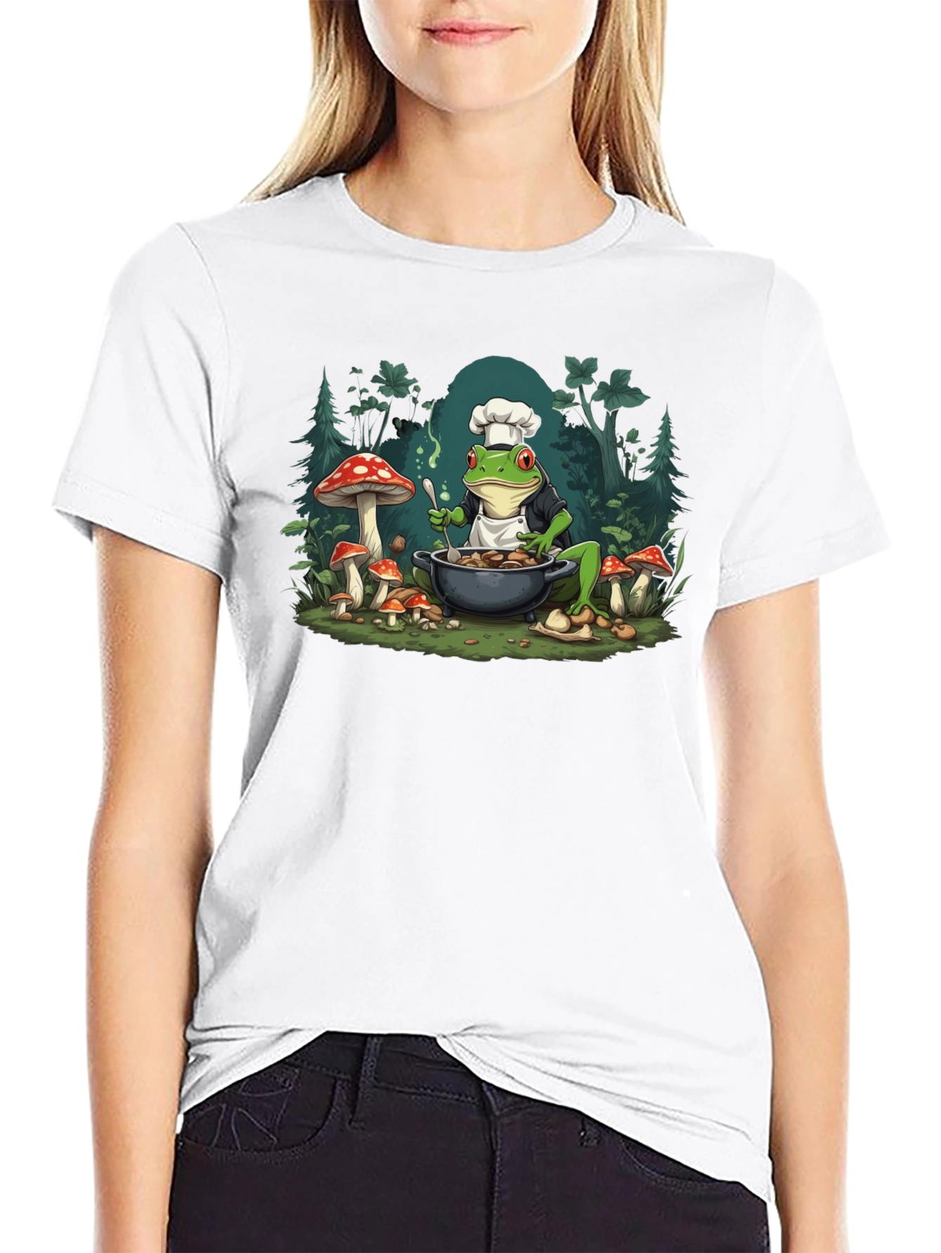 Black Frog Chef T-Shirt - Mushroom Cooking Tee view 9