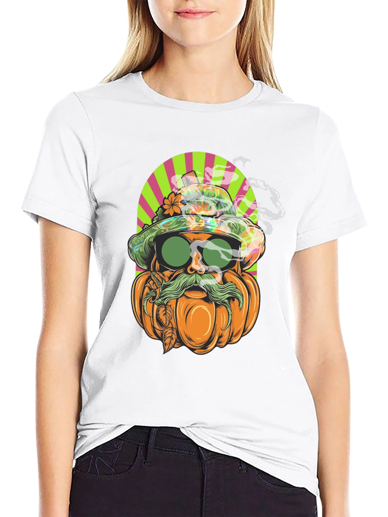 Black Pumpkin Man Graphic Tee - Halloween Style view 9