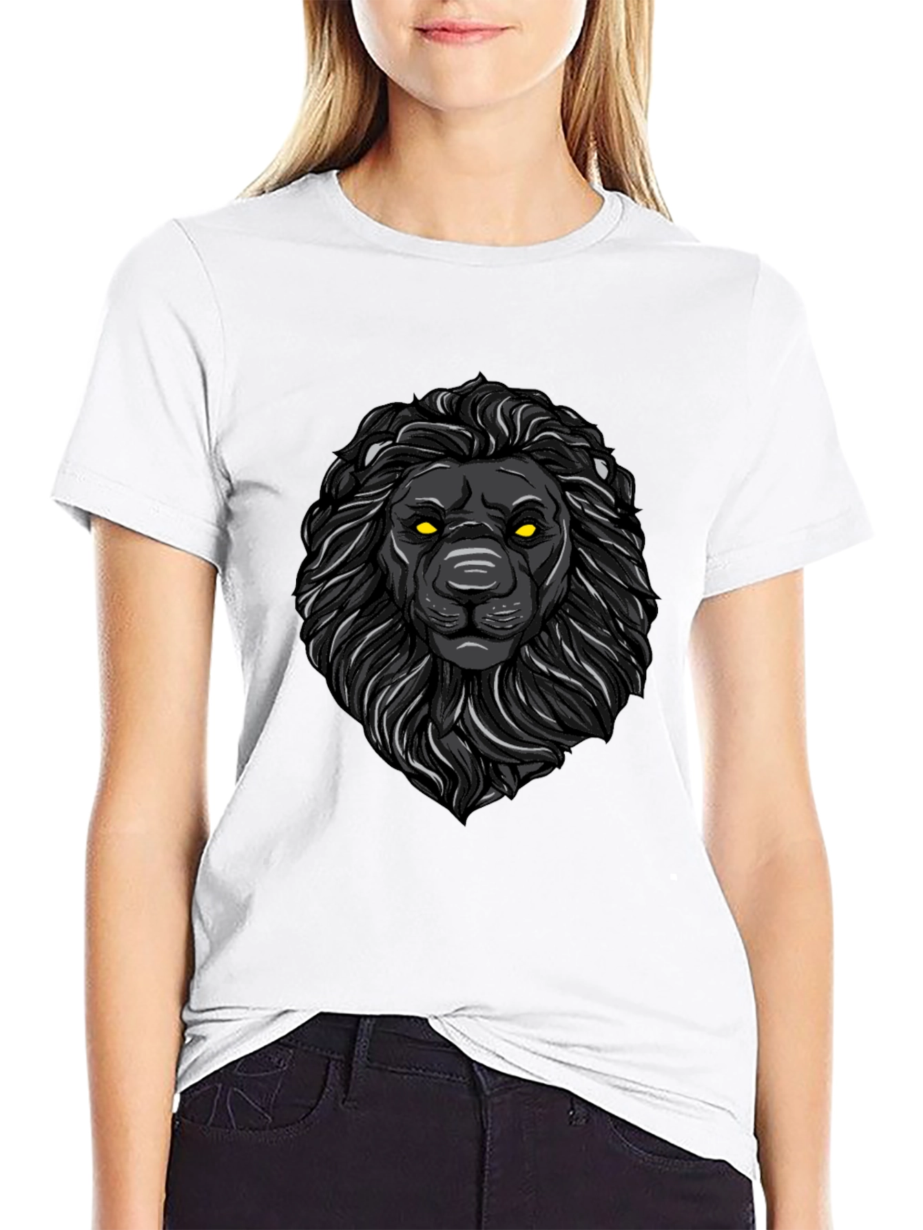 Black Black Lion Graphic Tee - Men's Stylish Crew Neck view 9