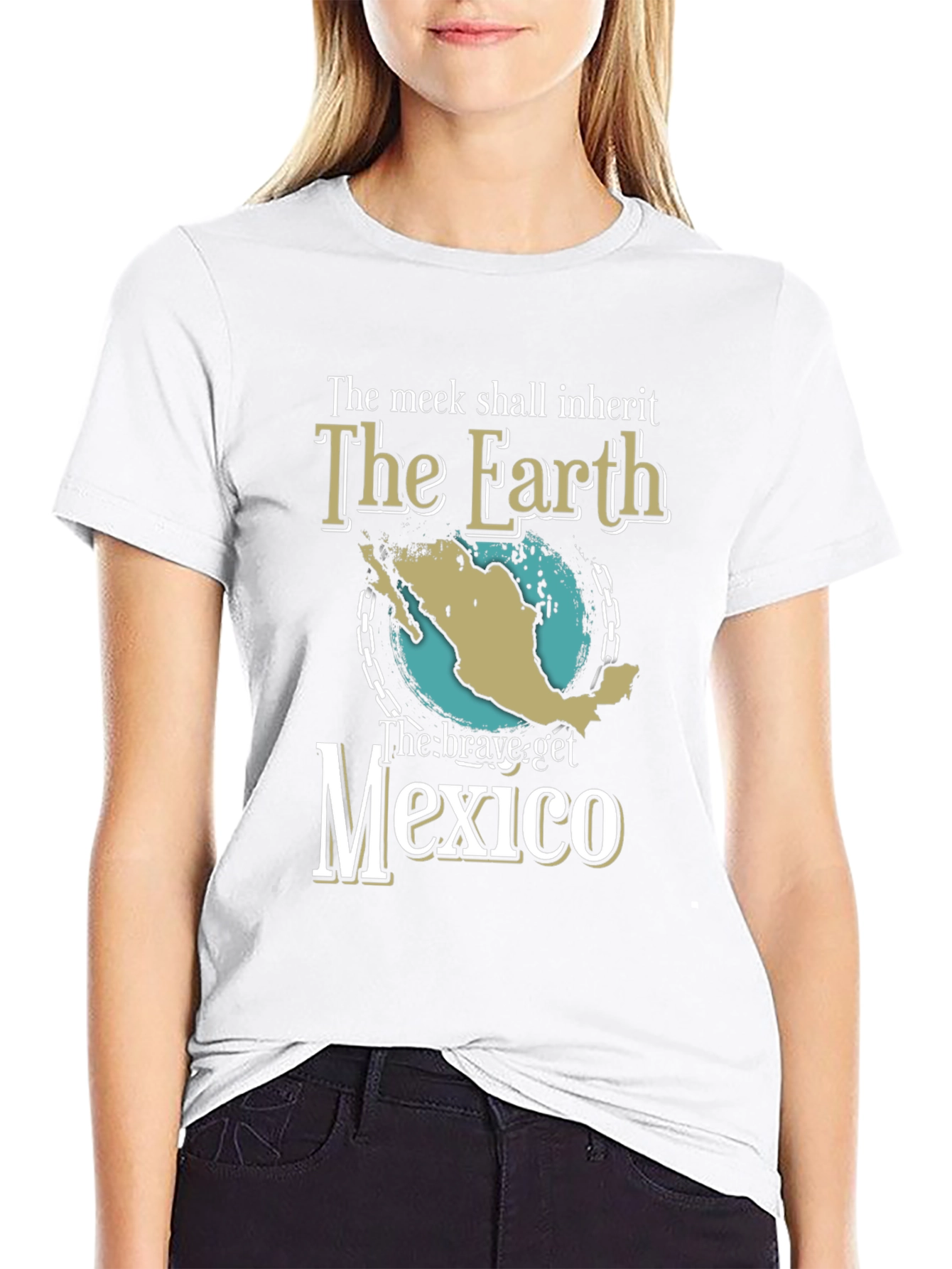Black The Meek Shall Inherit T-Shirt Funny Mexico Earth Tee view 9